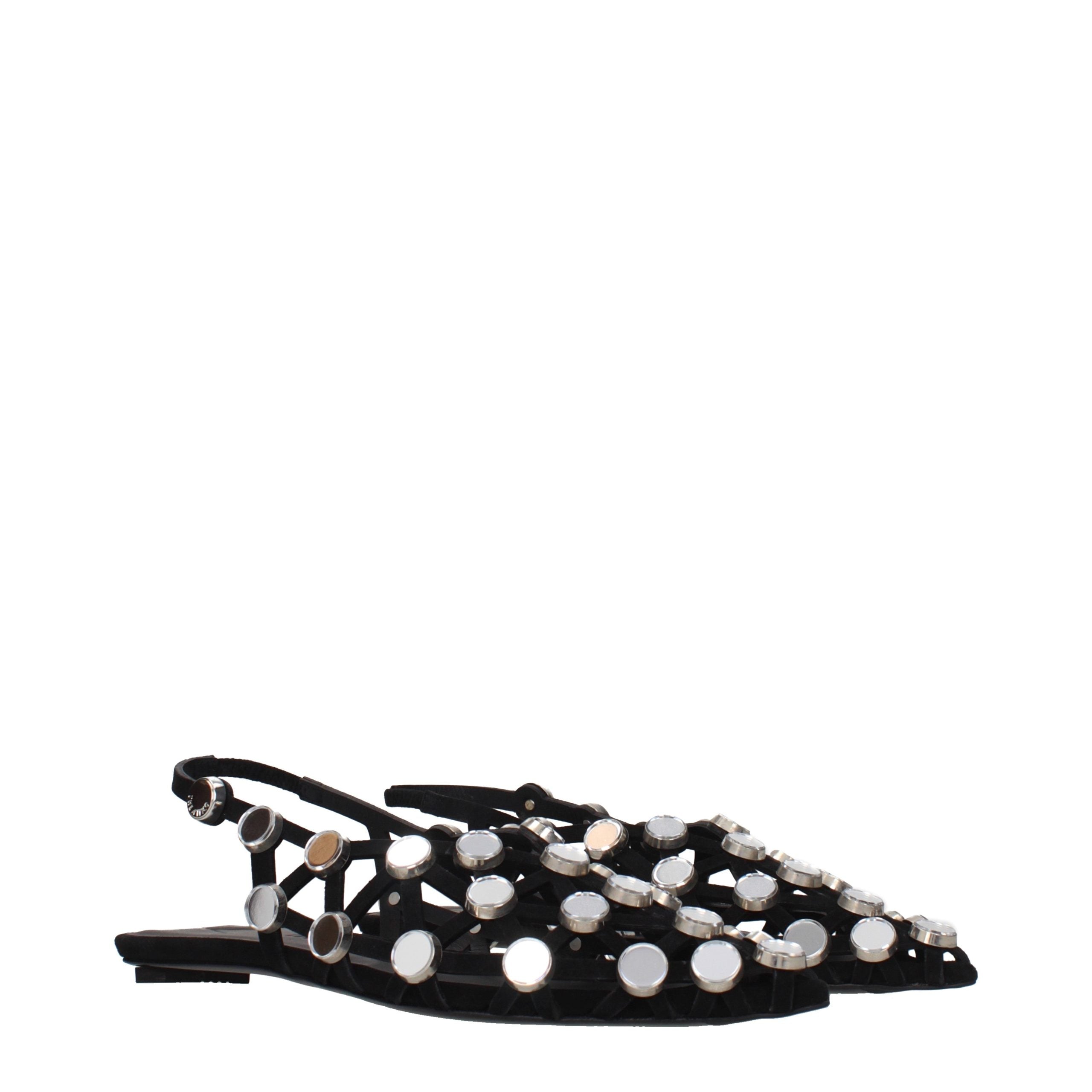 The Attico Black Leather Ballet Women's Flats
