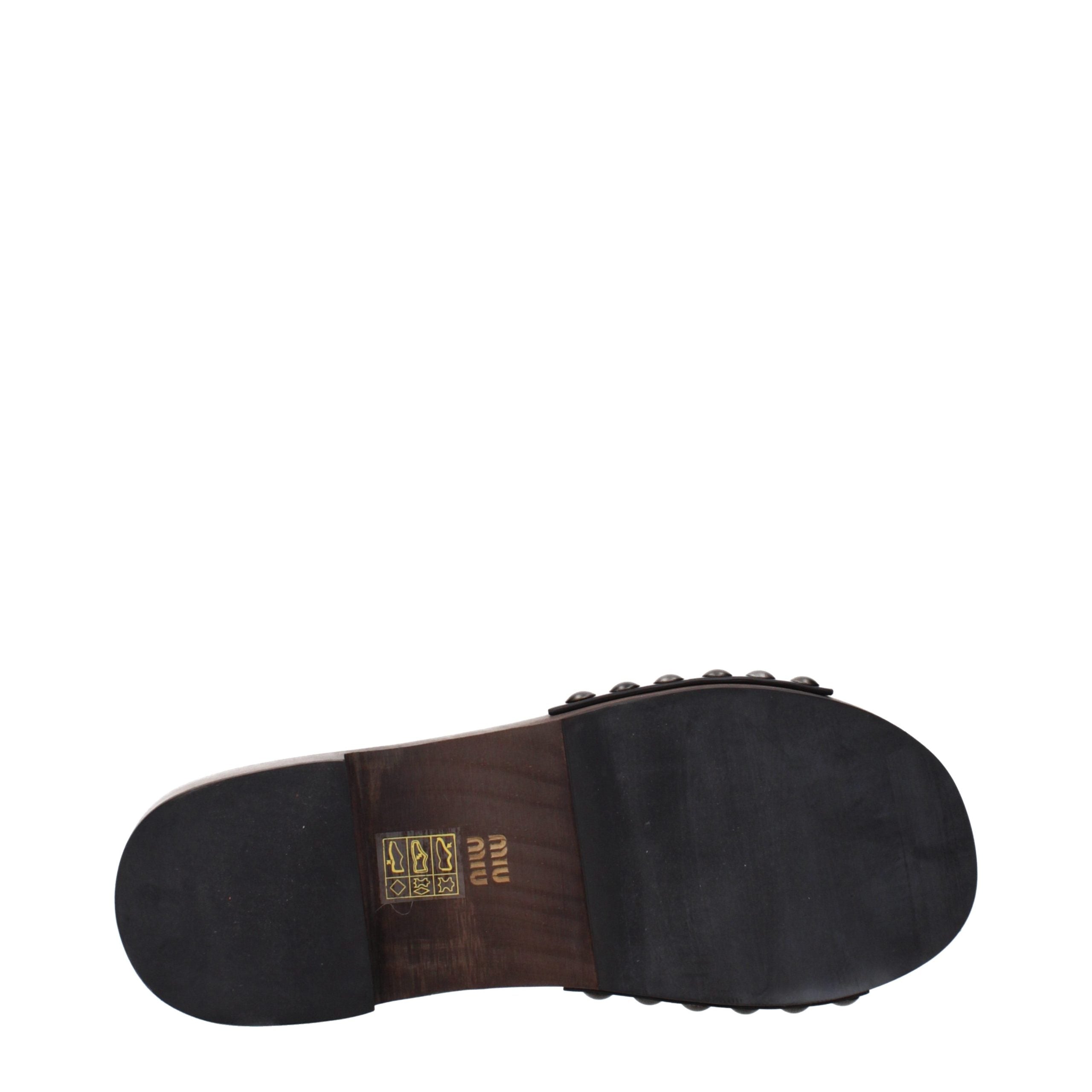 Miu Miu Black Leather Women's Slippers
