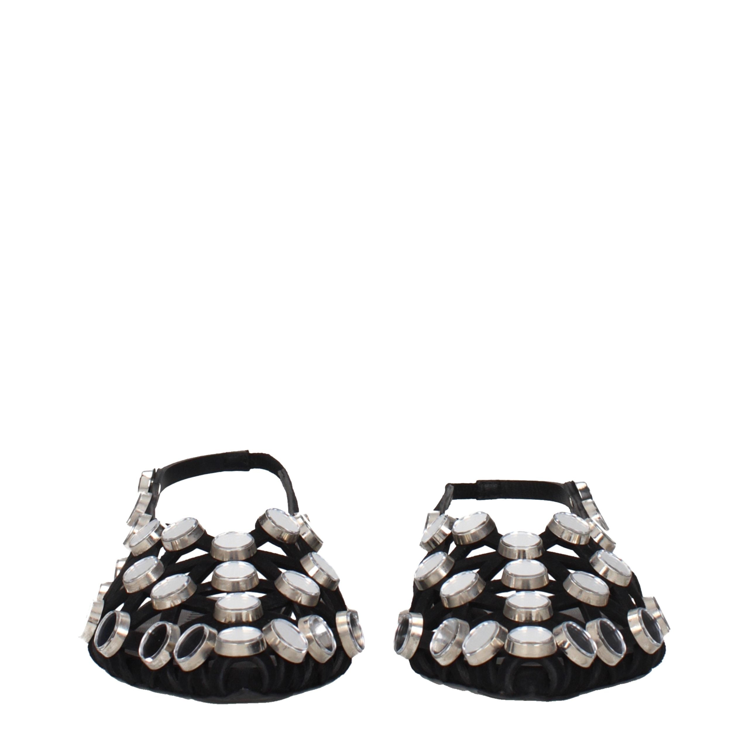 The Attico Black Leather Ballet Women's Flats