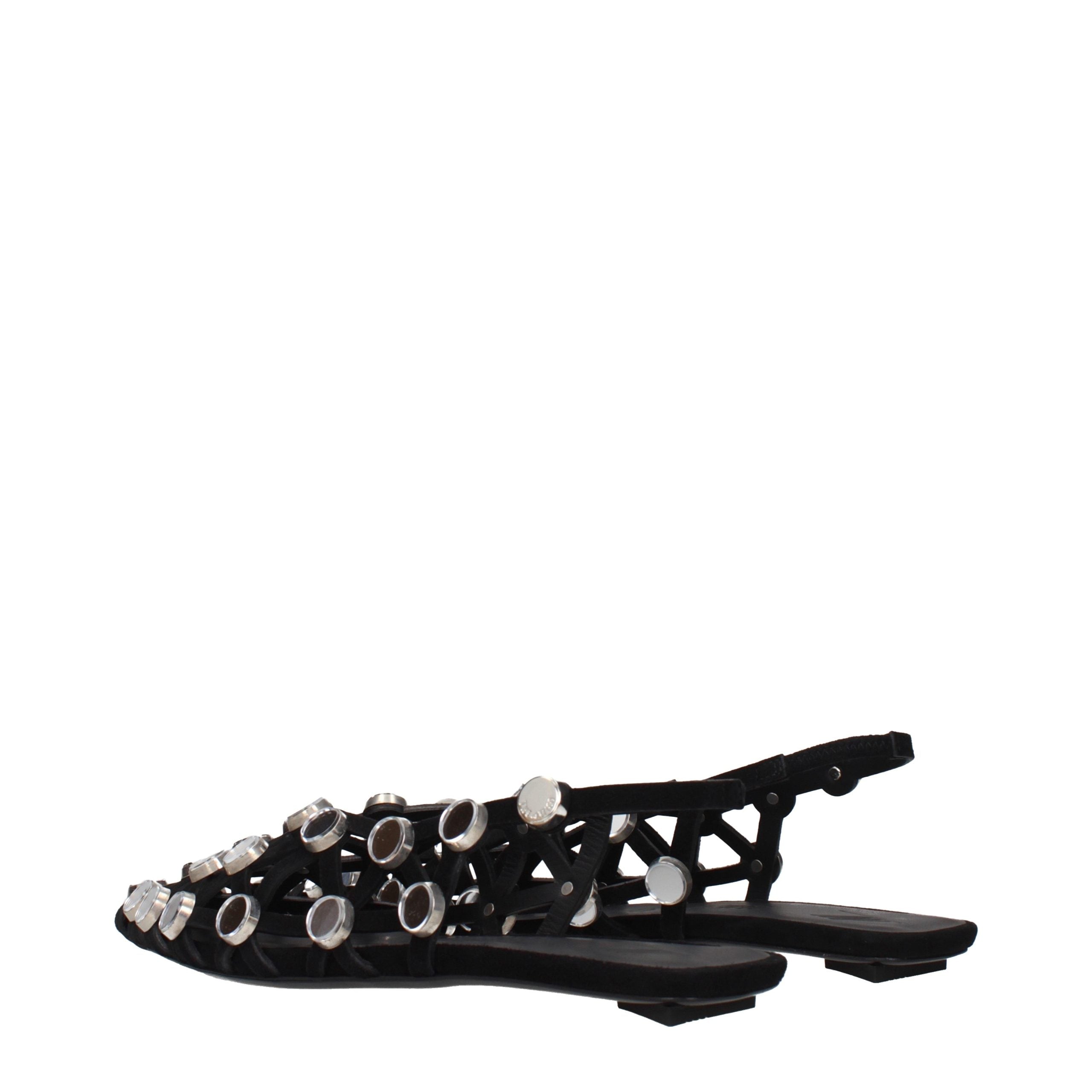 The Attico Black Leather Ballet Women's Flats