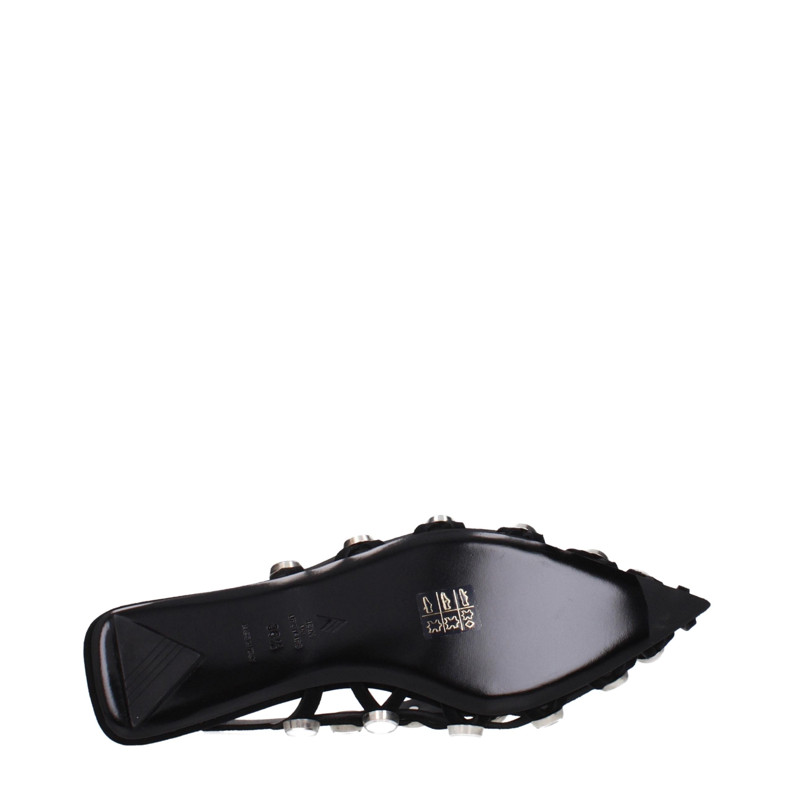 The Attico Black Leather Ballet Women's Flats