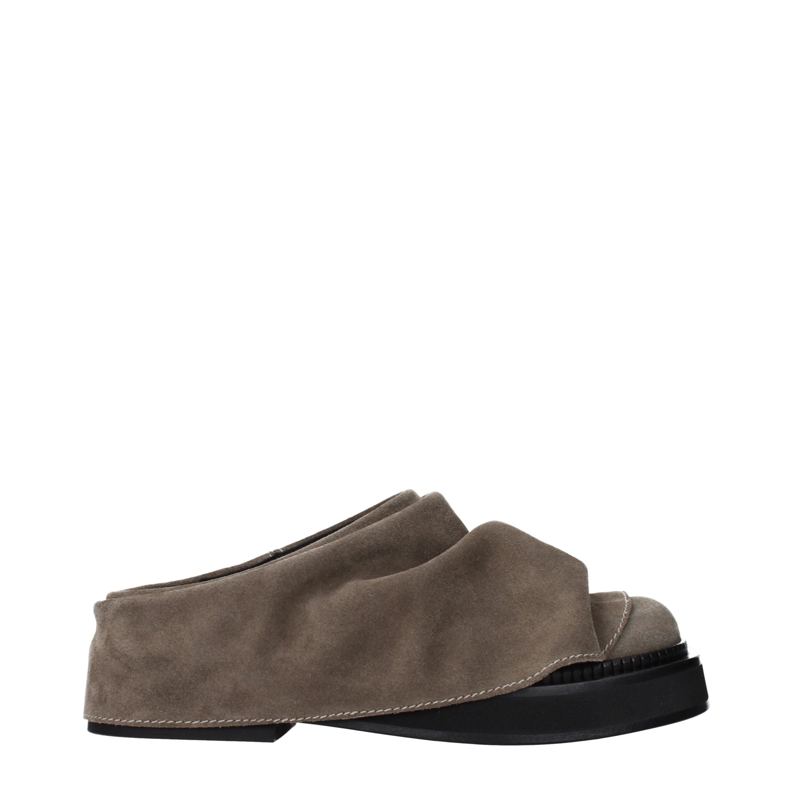 The Attico Gray Leather Women's Slippers