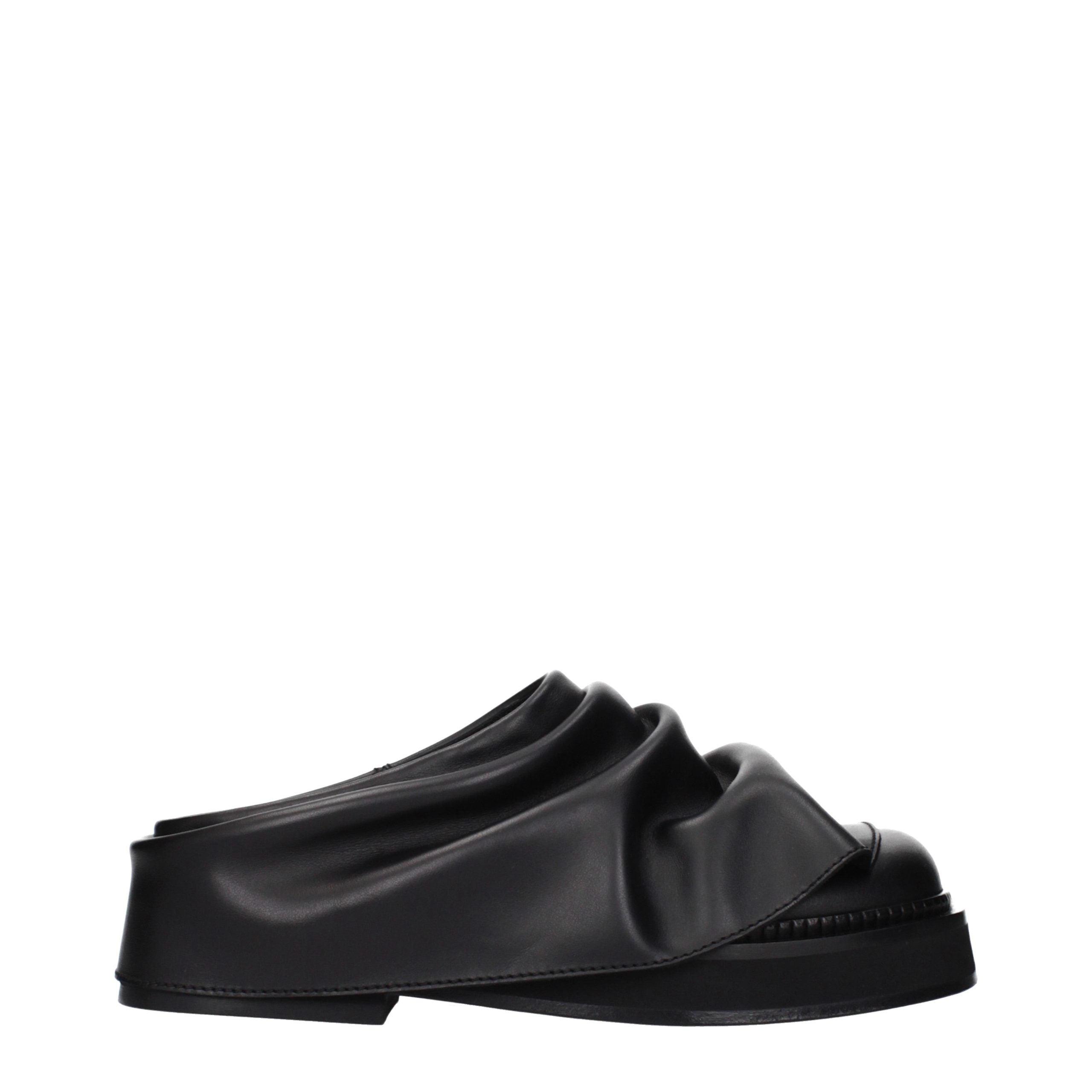 The Attico Black Leather Women's Slippers
