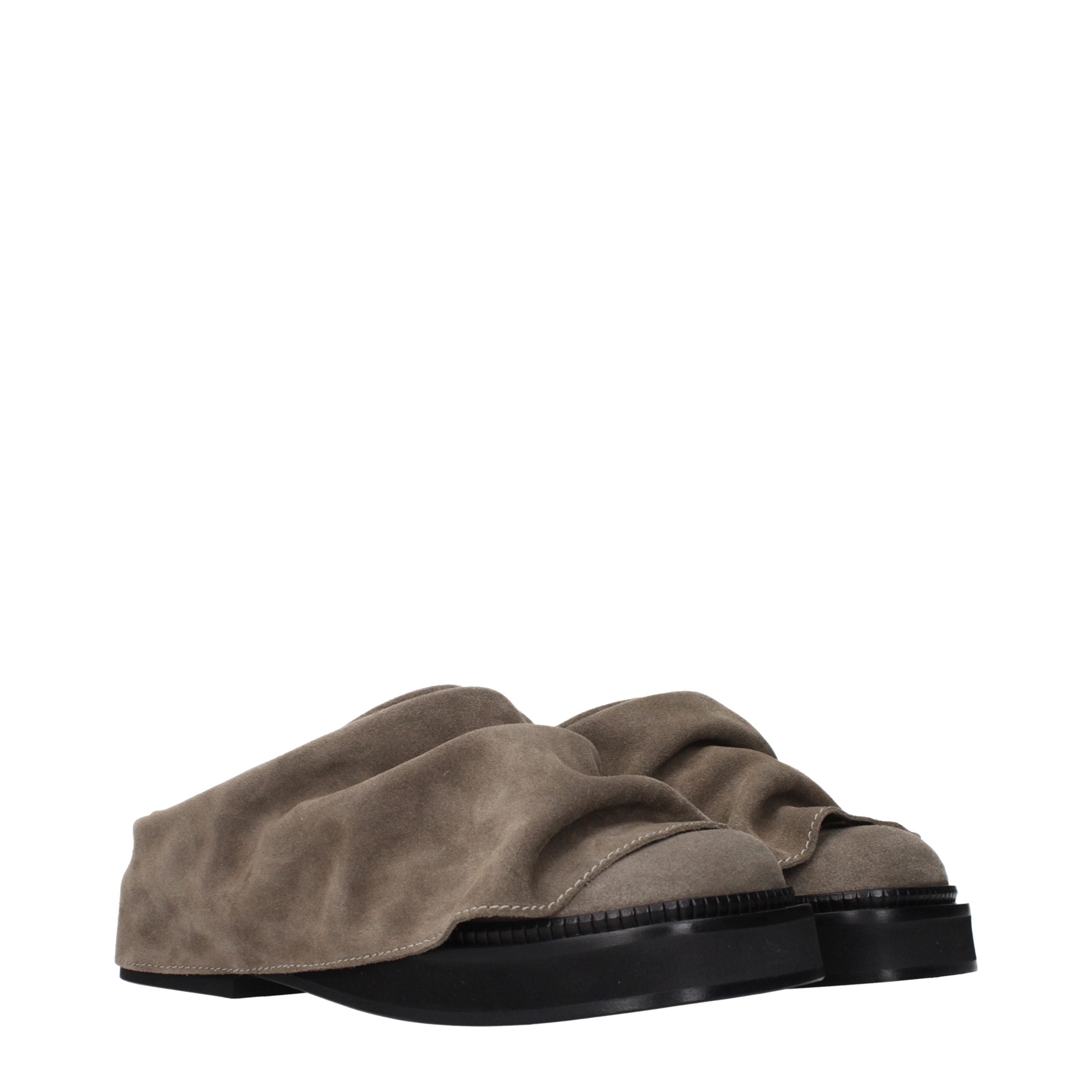 The Attico Gray Leather Women's Slippers