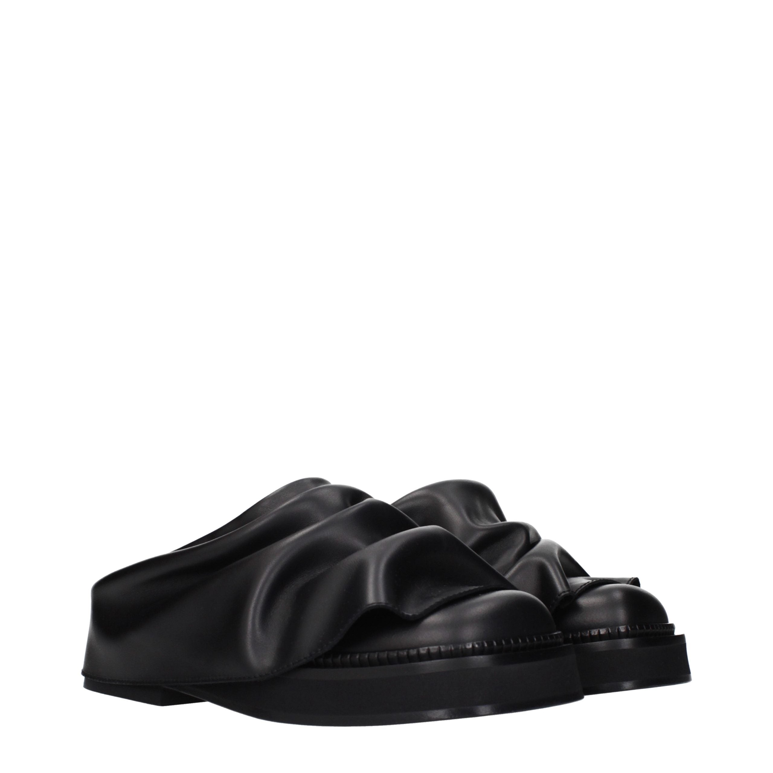 The Attico Black Leather Women's Slippers