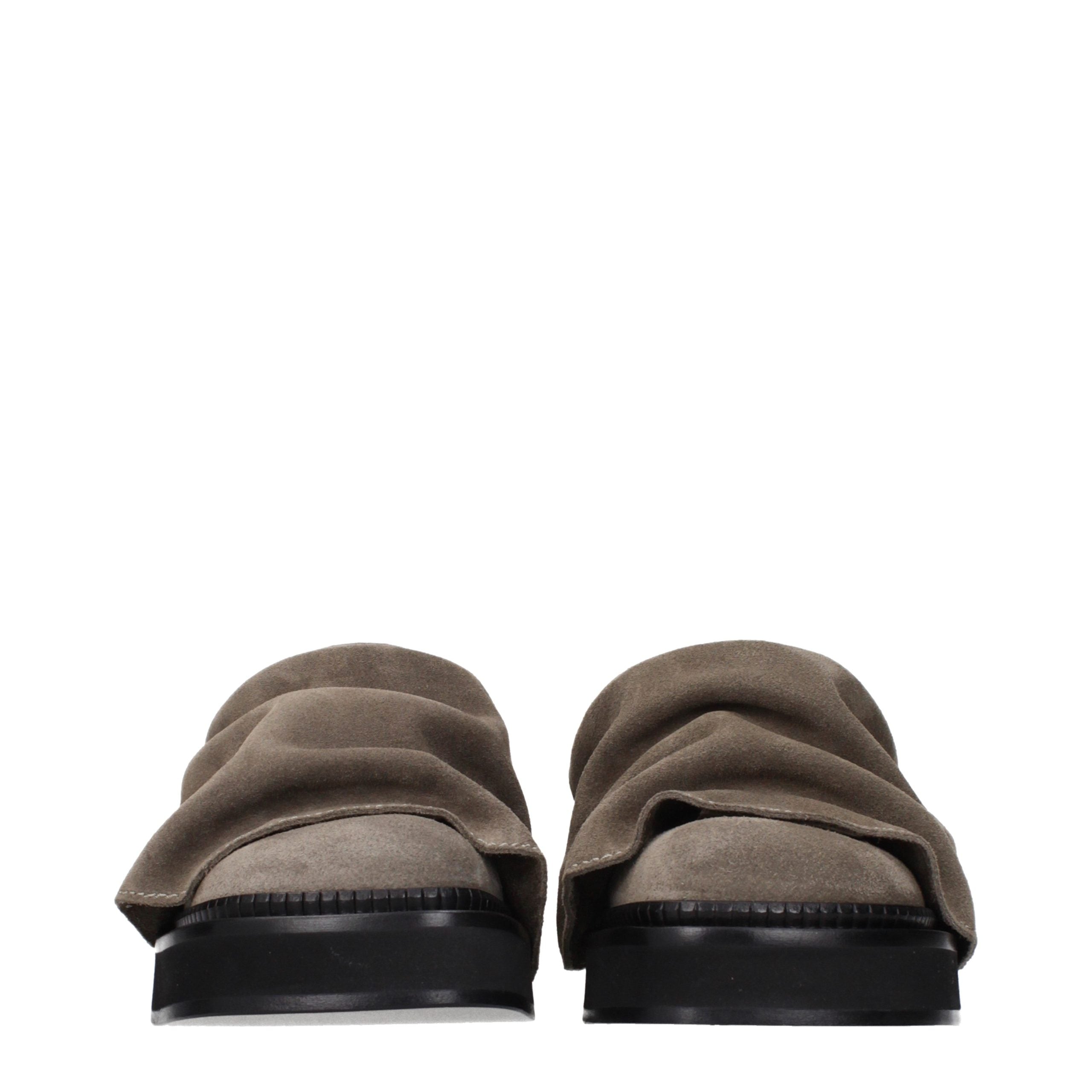 The Attico Gray Leather Women's Slippers
