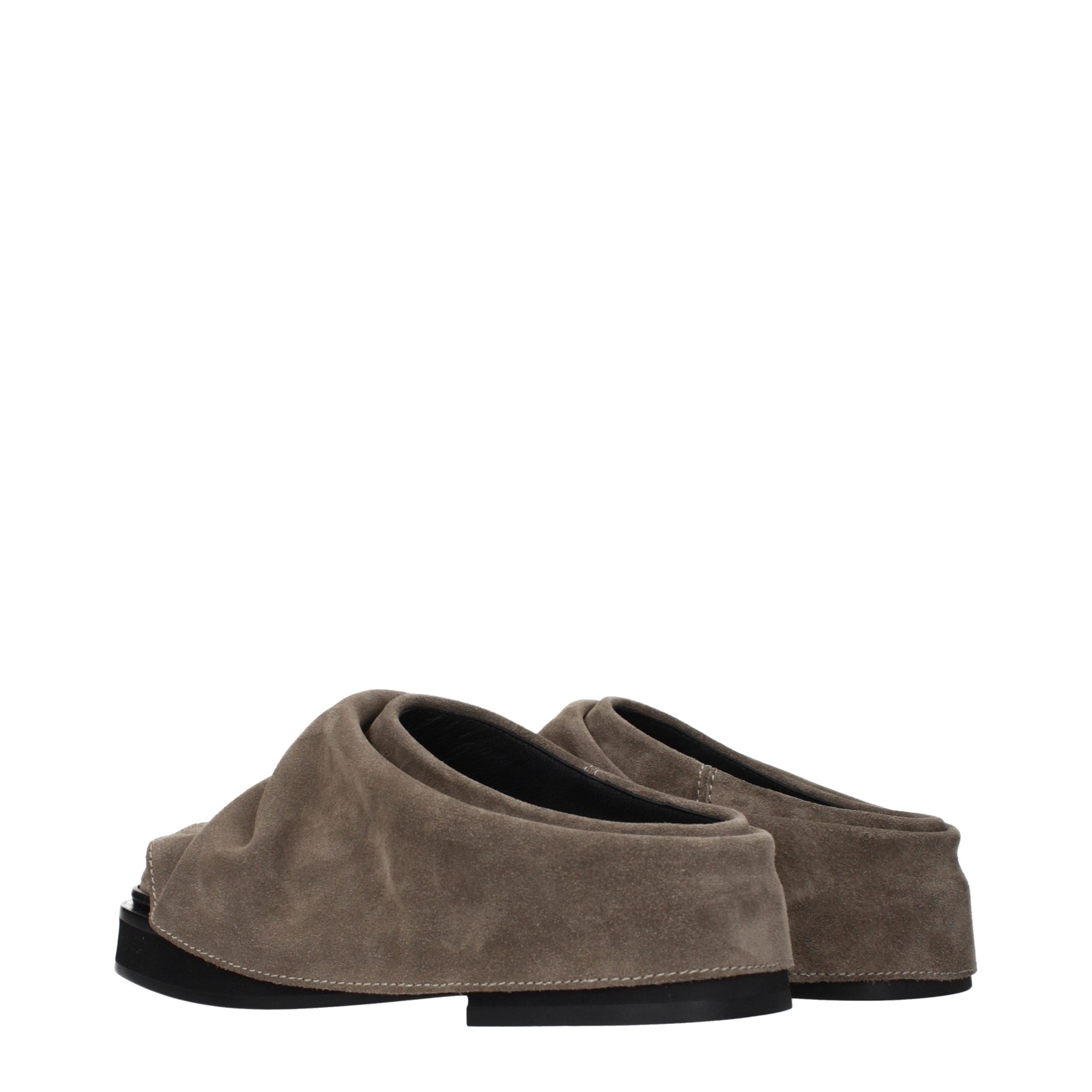 The Attico Gray Leather Women's Slippers