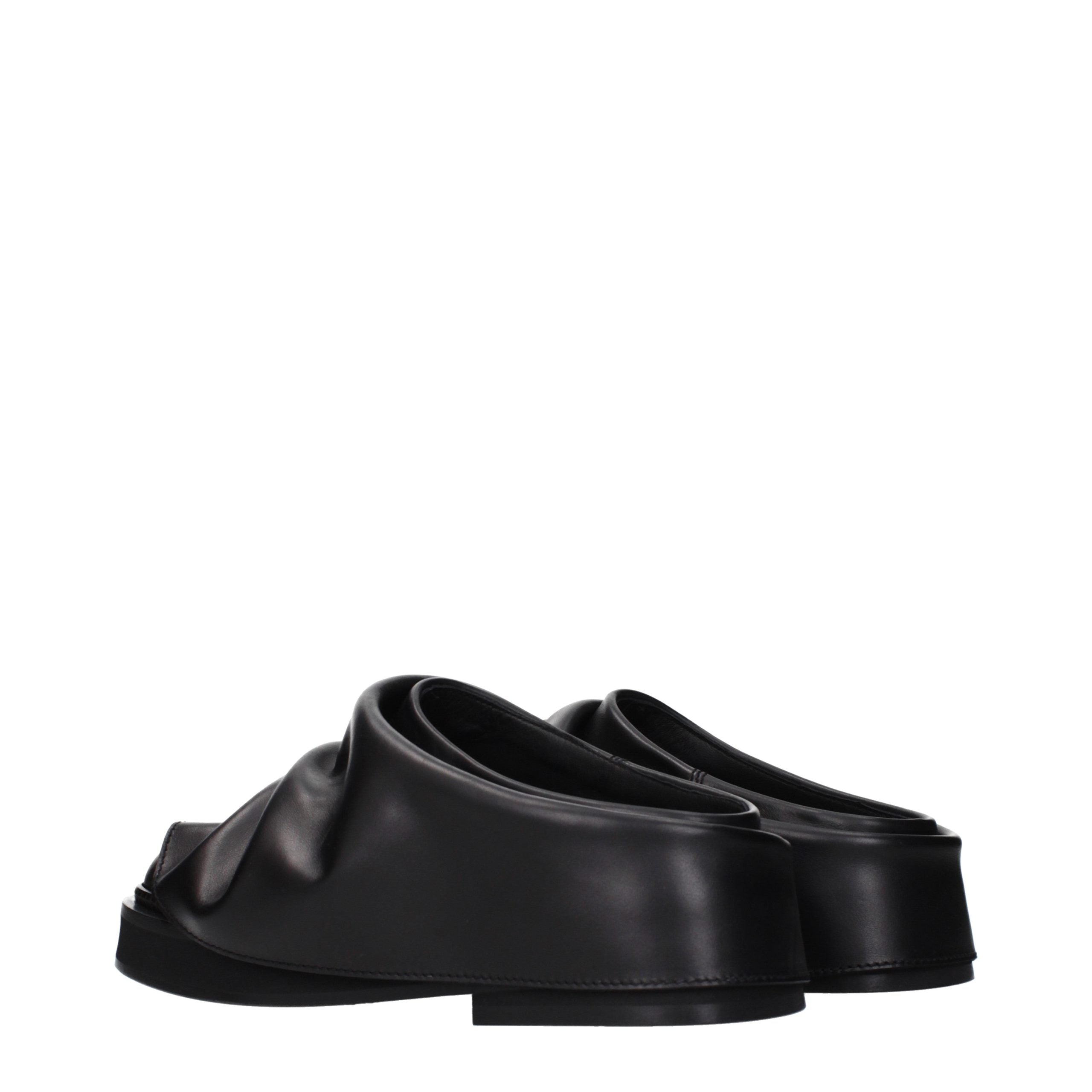 The Attico Black Leather Women's Slippers