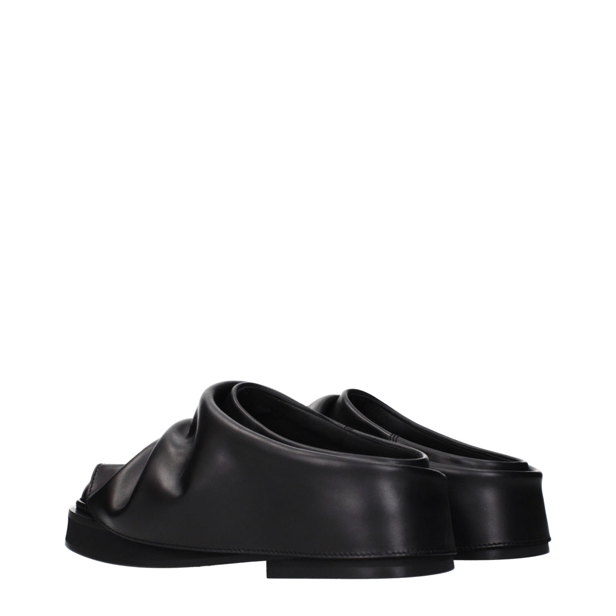 The Attico Black Leather Women's Slippers