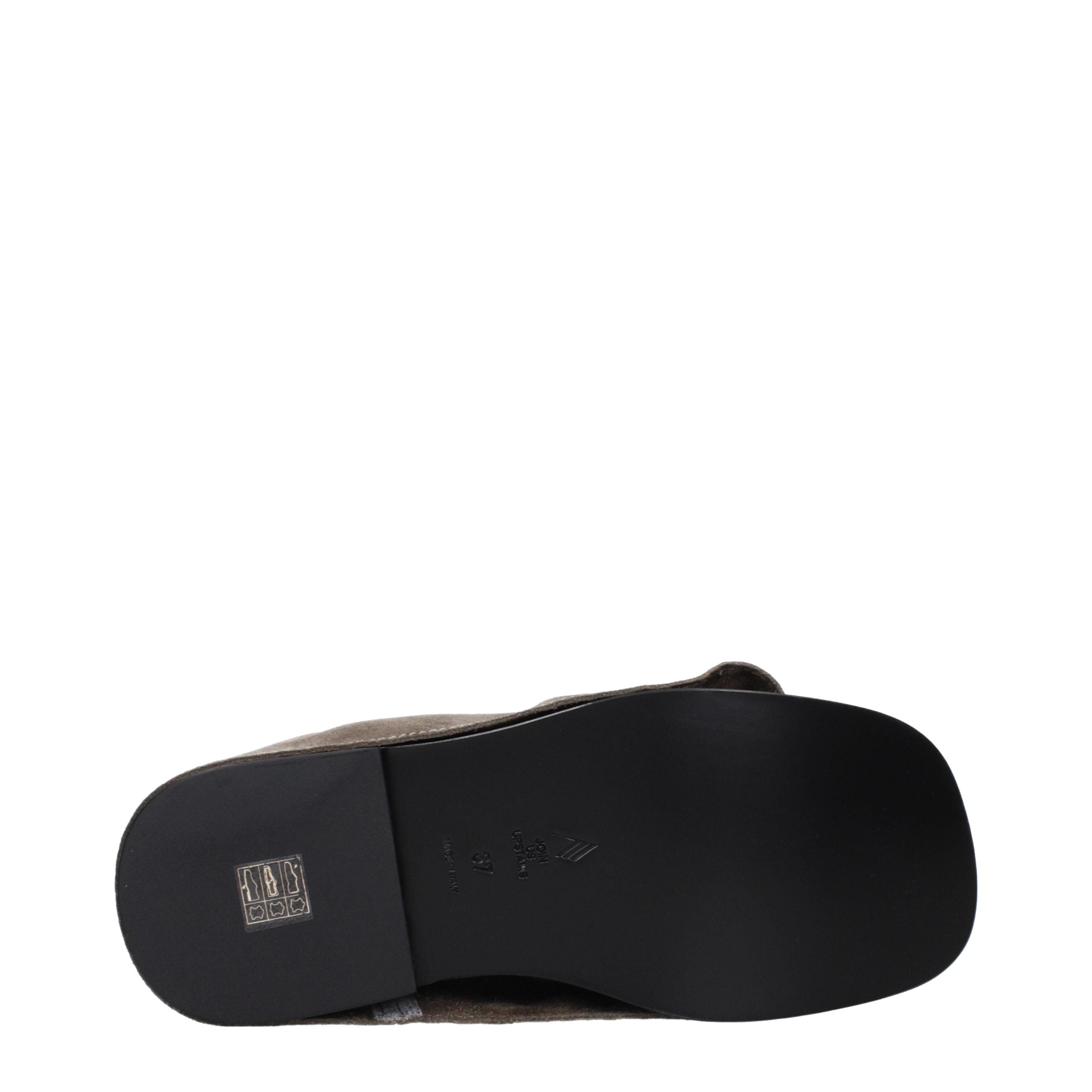 The Attico Gray Leather Women's Slippers