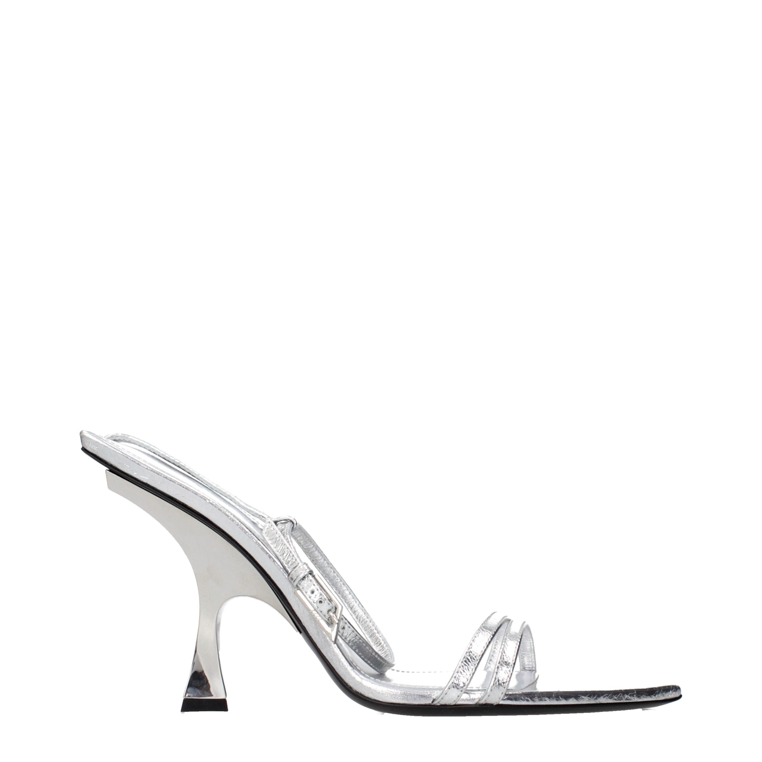 The Attico Gray Leather Stiletto Heel Women's Sandals