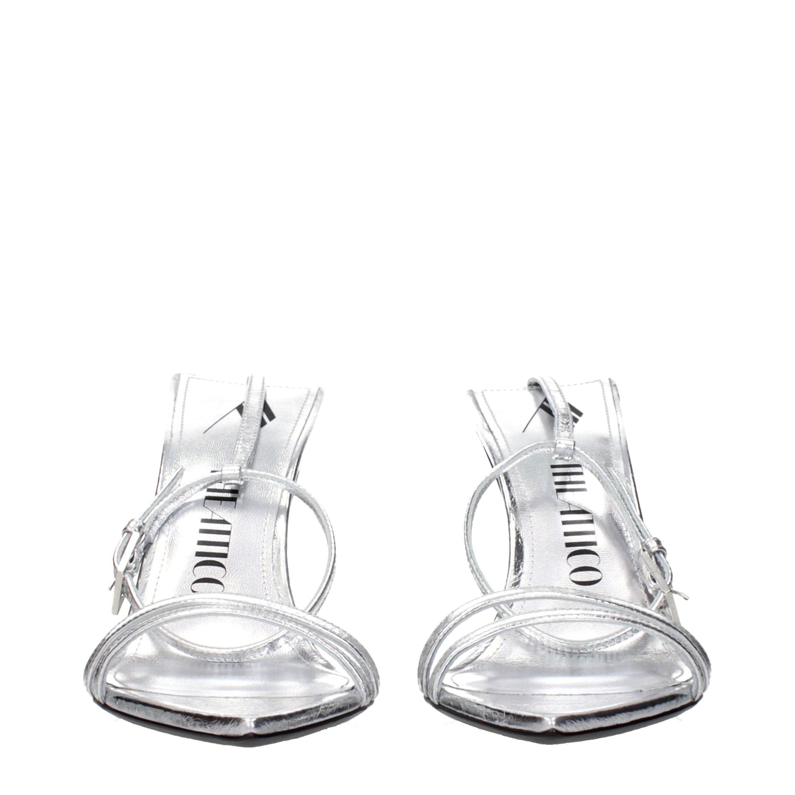 The Attico Gray Leather Stiletto Heel Women's Sandals