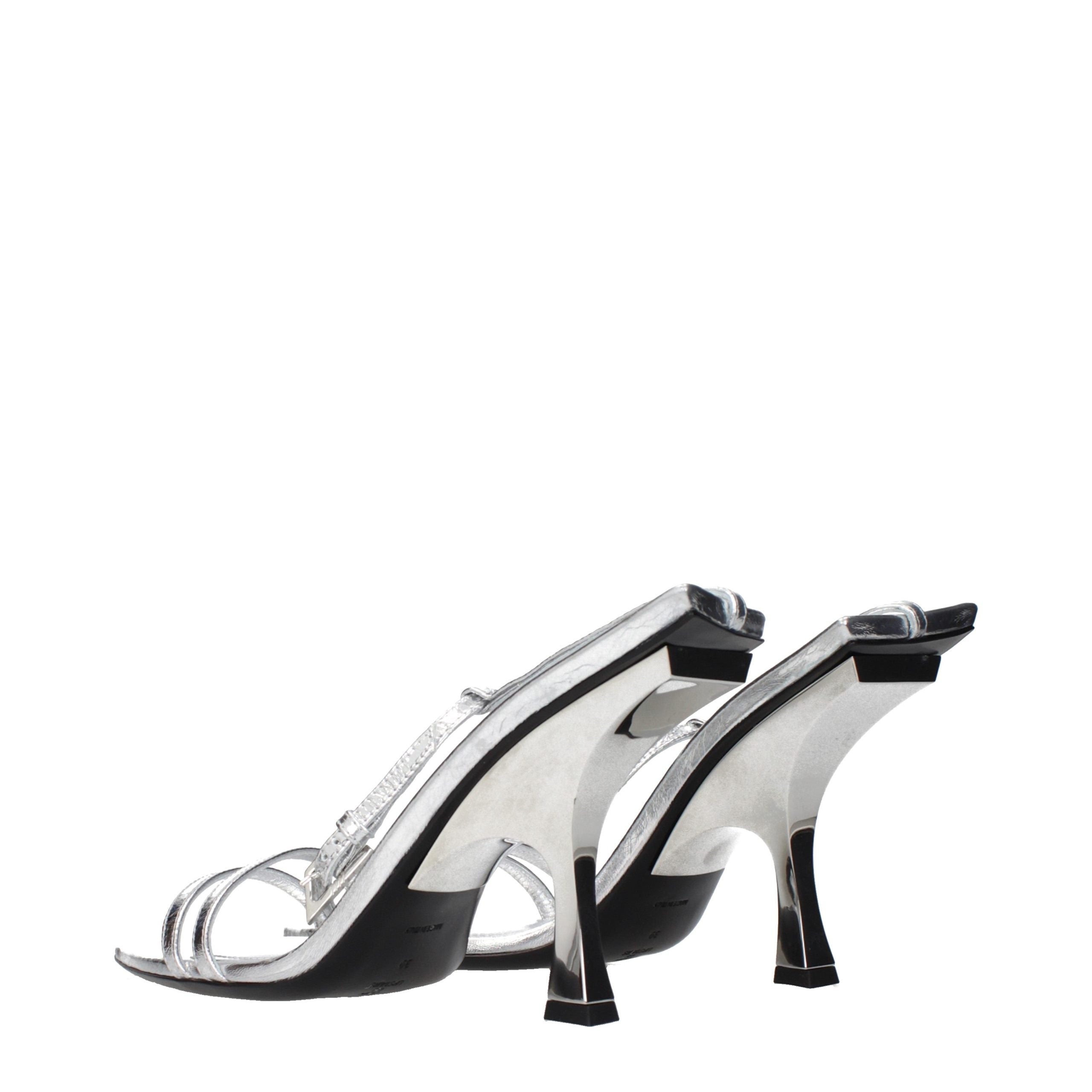 The Attico Gray Leather Stiletto Heel Women's Sandals