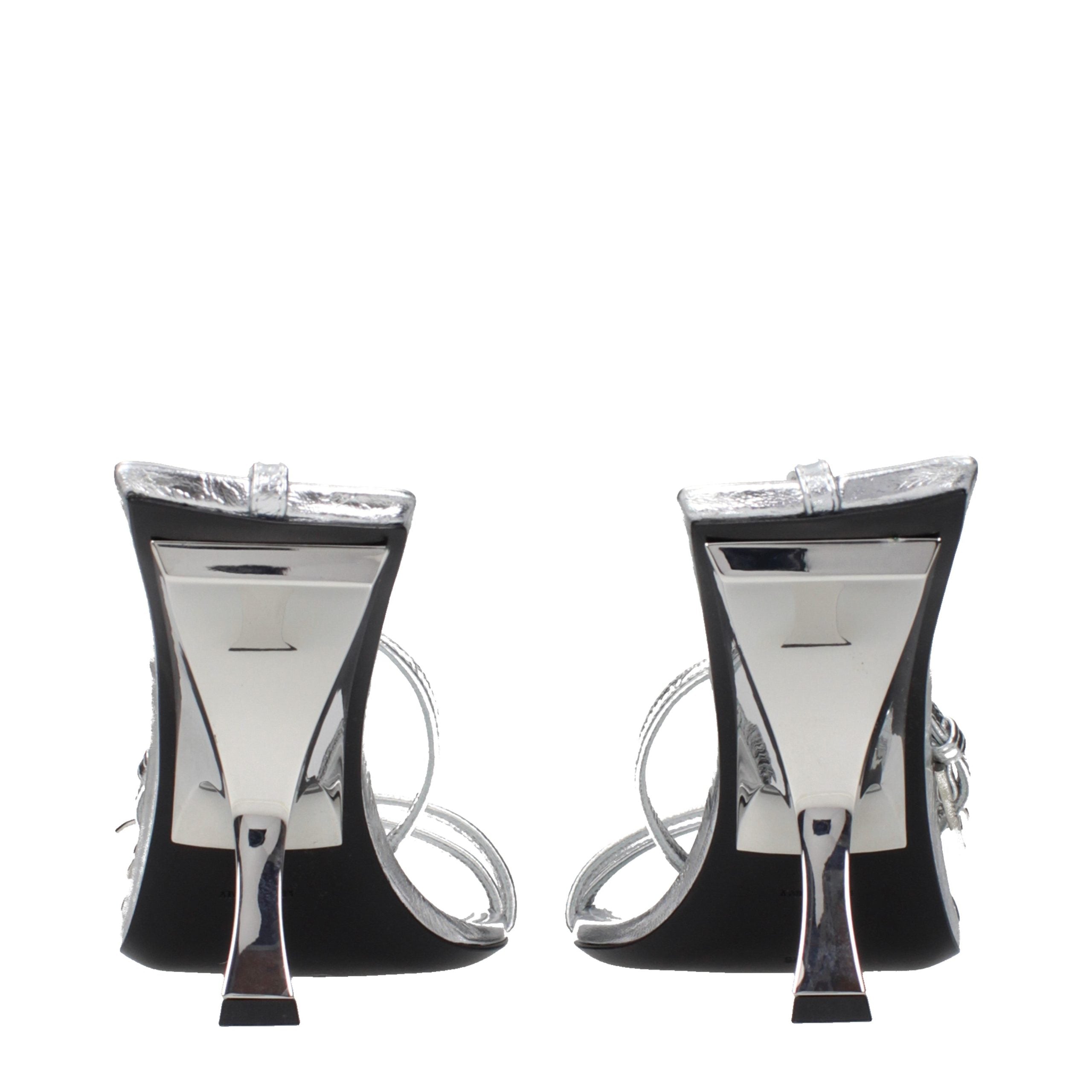The Attico Gray Leather Stiletto Heel Women's Sandals