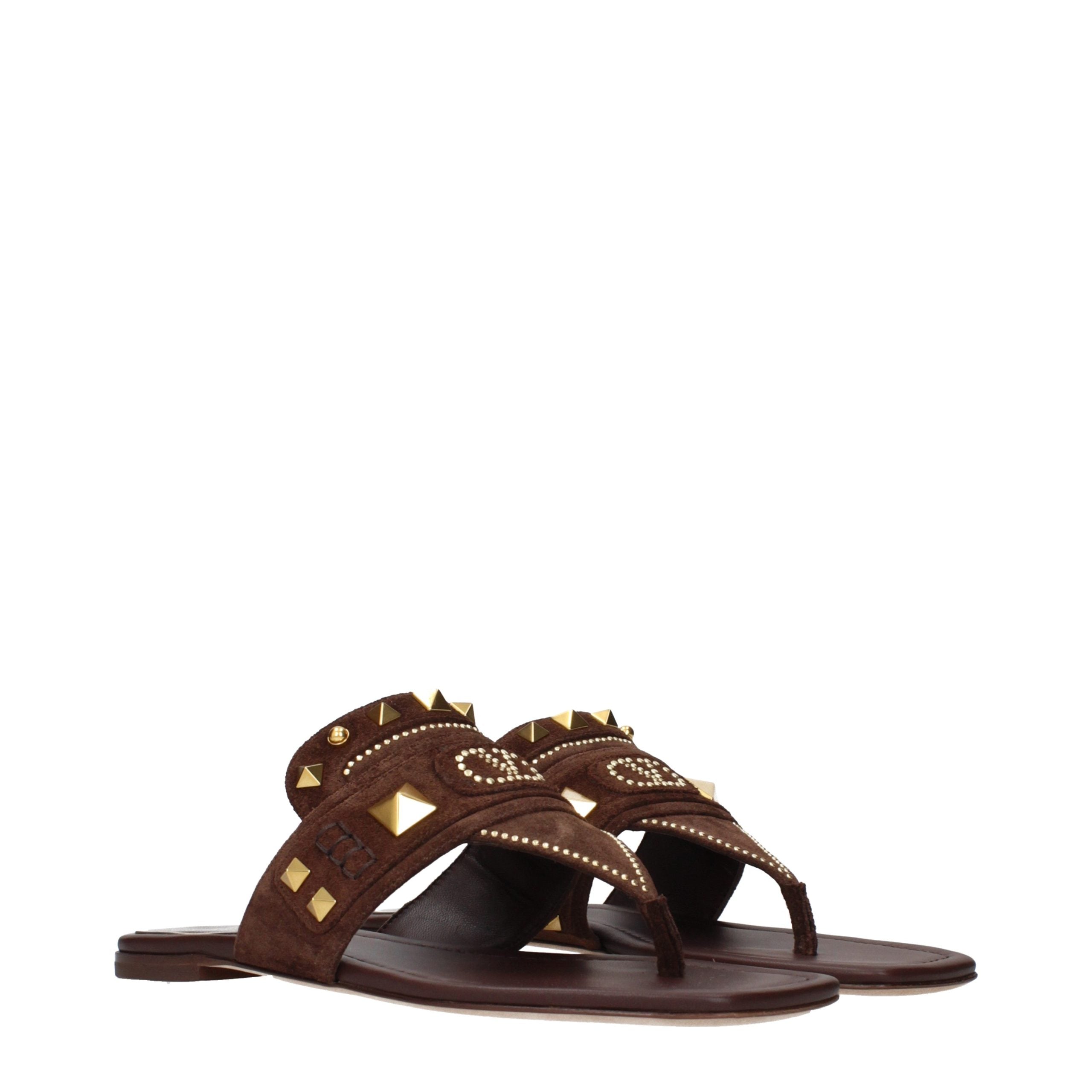 Valentino Garavani Brown Leather Flip-Flop Women's Sandals