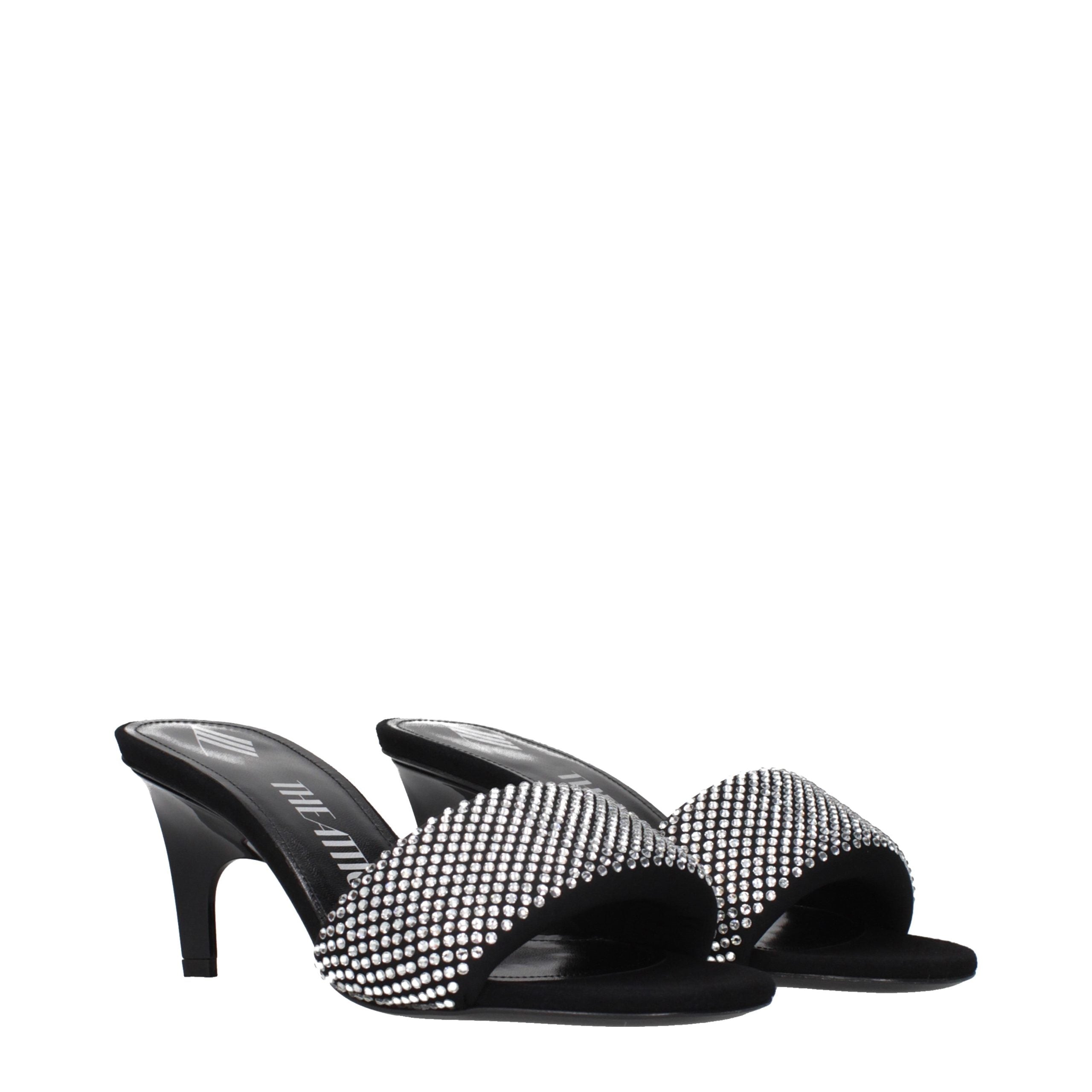The Attico Black Fabric Stiletto Heel Women's Sandals