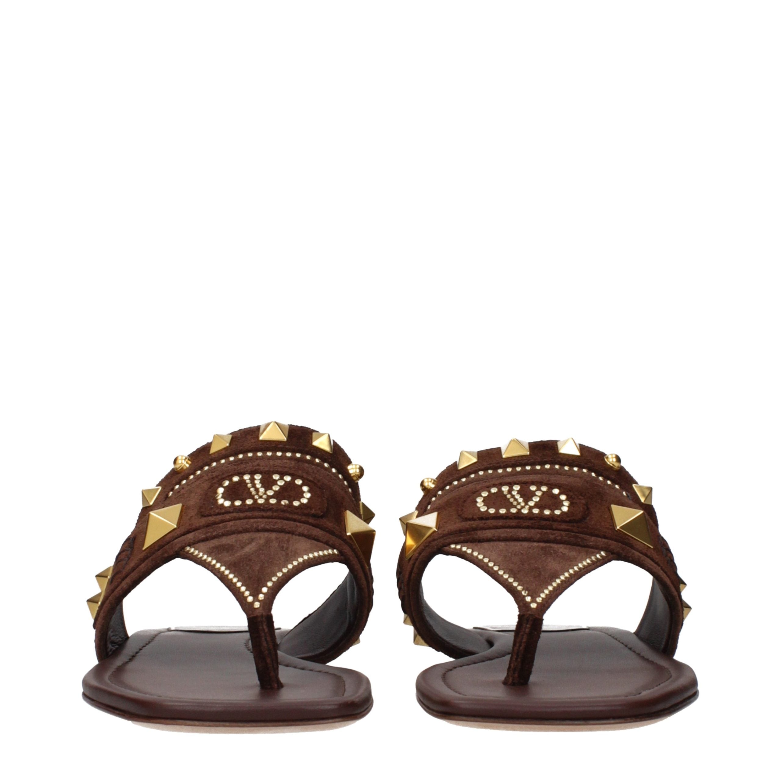 Valentino Garavani Brown Leather Flip-Flop Women's Sandals