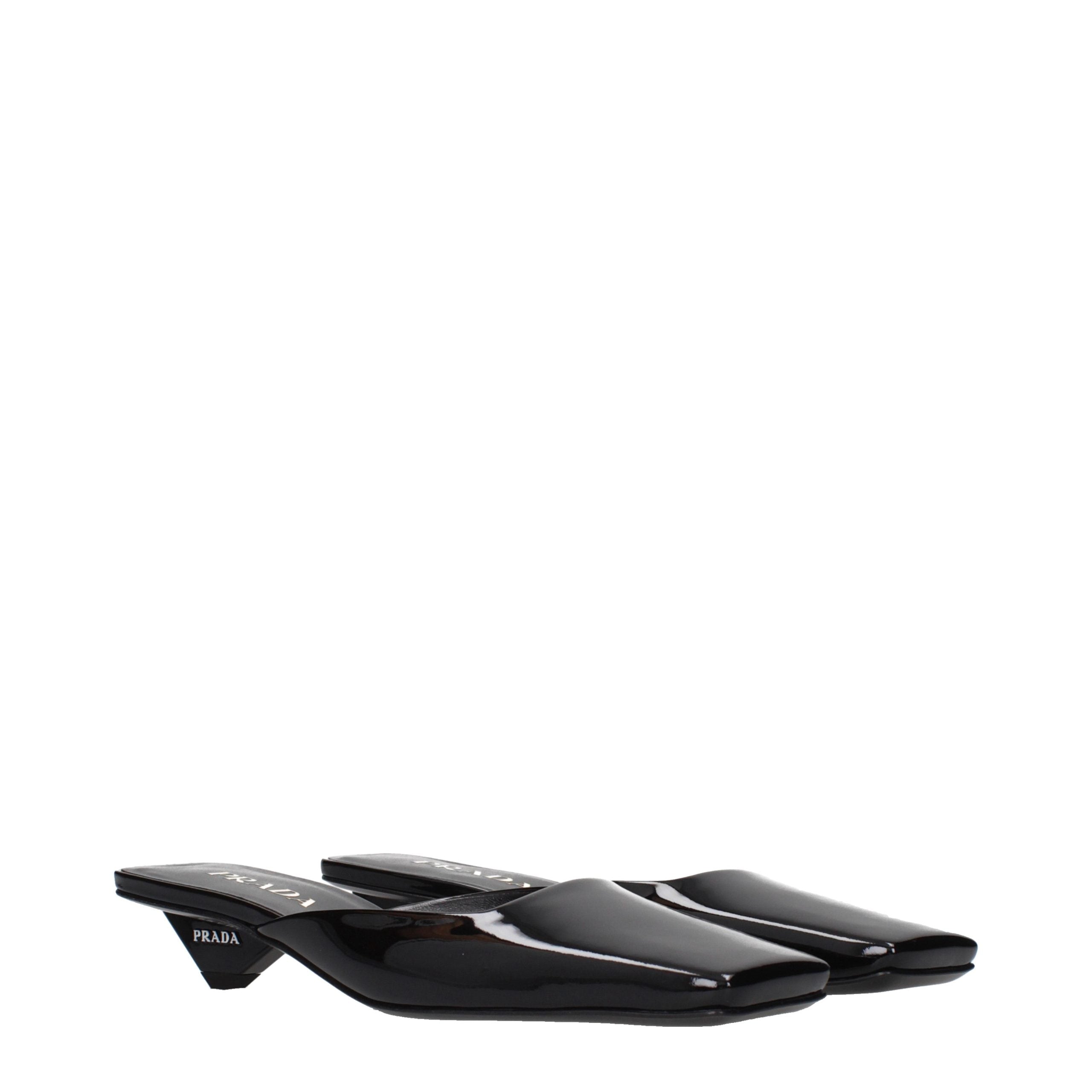 Prada Black Leather Flat Women's Sandals