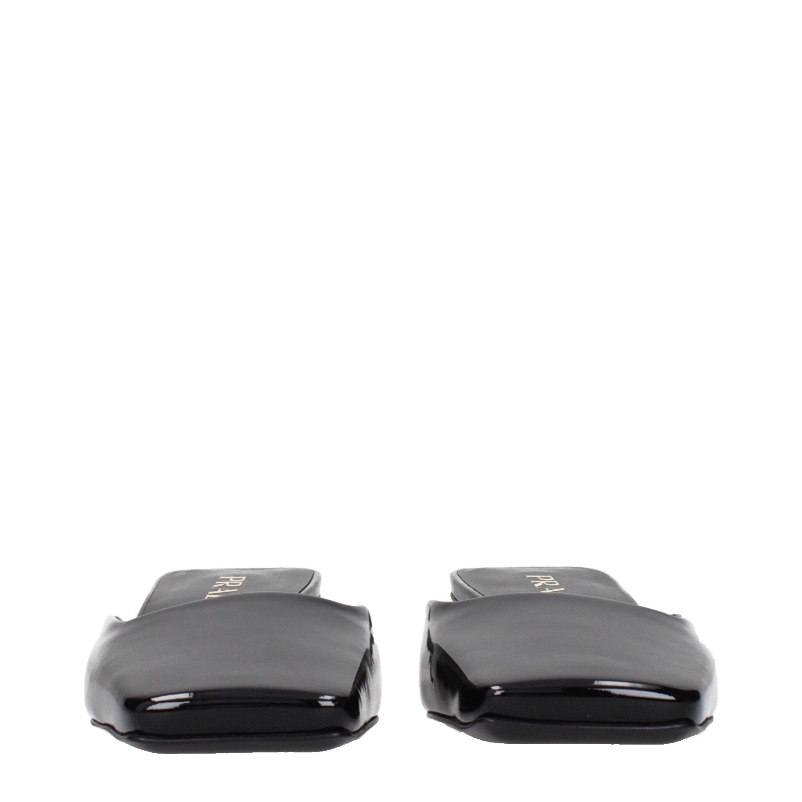 Prada Black Leather Flat Women's Sandals