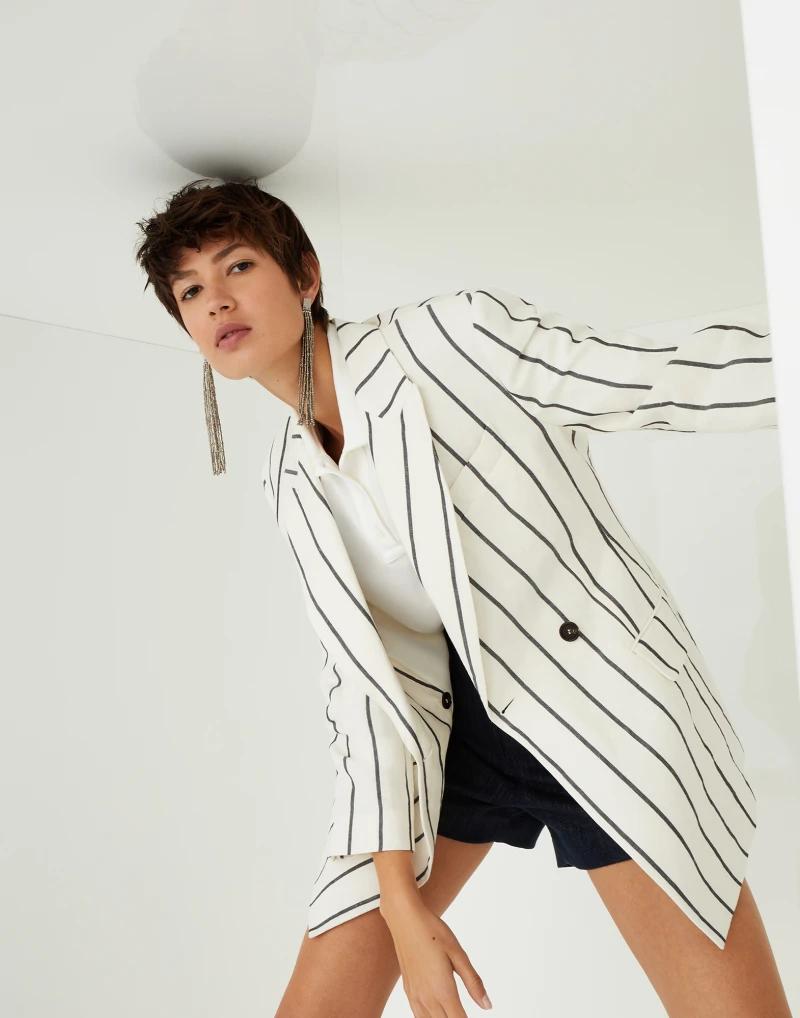 Brunello Cucinelli Bicolor Linen Women's Blazer