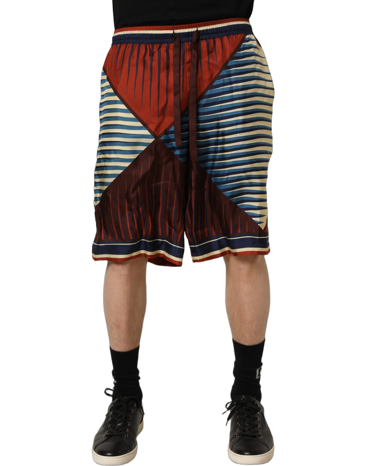 Dolce & Gabbana Multicolor Geometric Silk Men Bermuda Men's Shorts