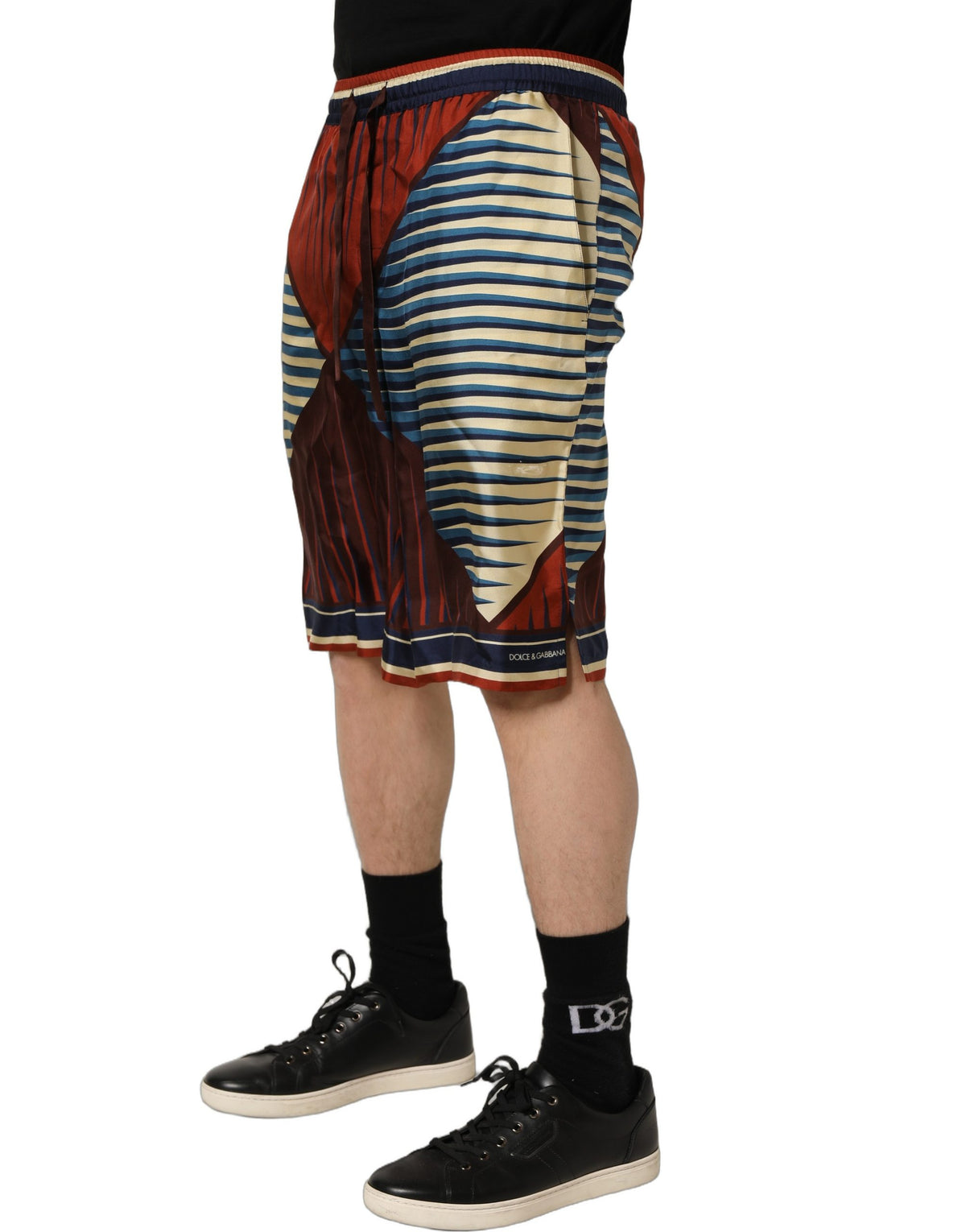 Dolce & Gabbana Multicolor Geometric Silk Men Bermuda Men's Shorts