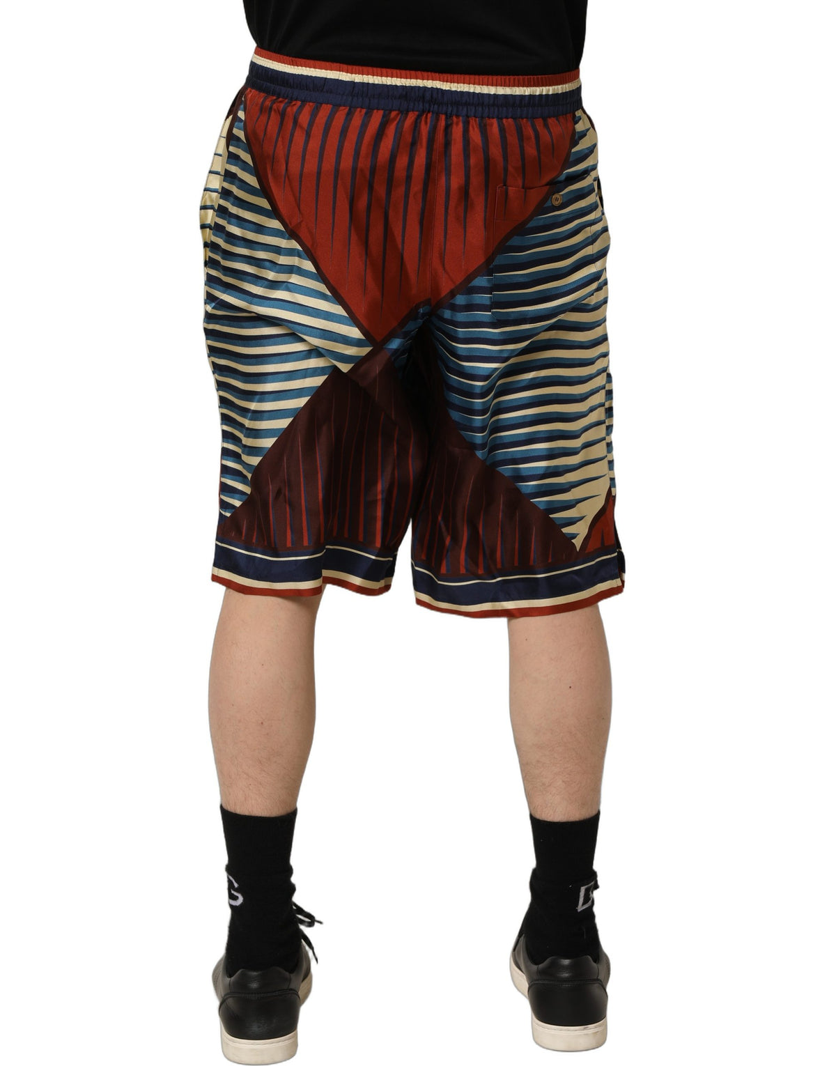 Dolce & Gabbana Multicolor Geometric Silk Men Bermuda Men's Shorts