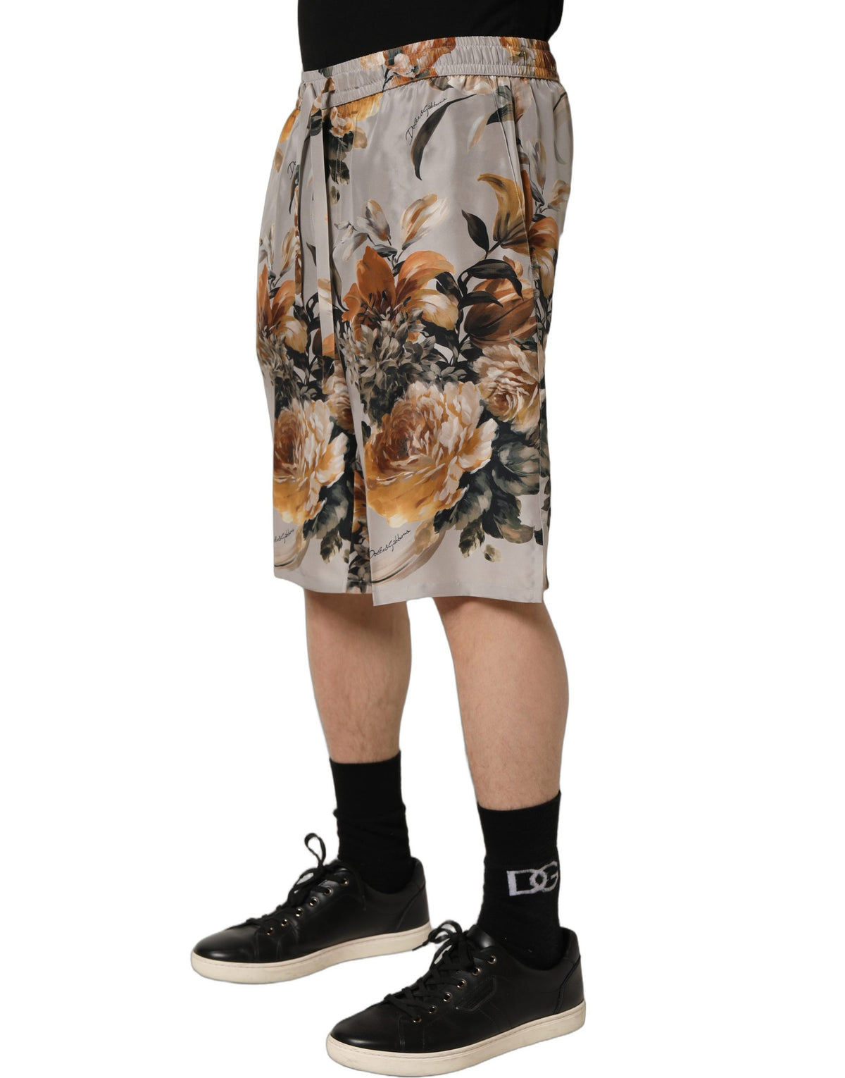 Dolce & Gabbana Beige Floral Print Silk Men Bermuda Men's Shorts
