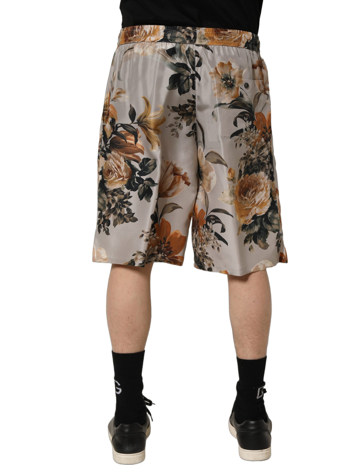 Dolce & Gabbana Beige Floral Print Silk Men Bermuda Men's Shorts