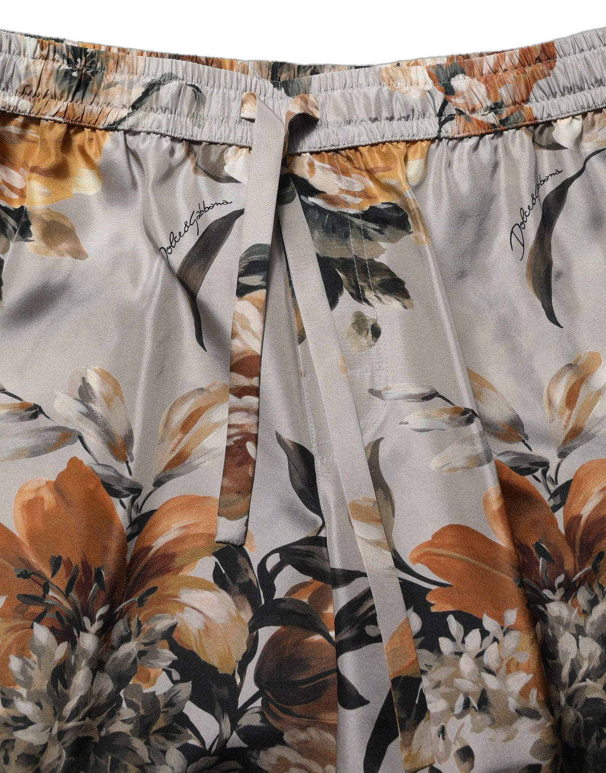 Dolce & Gabbana Beige Floral Print Silk Men Bermuda Men's Shorts