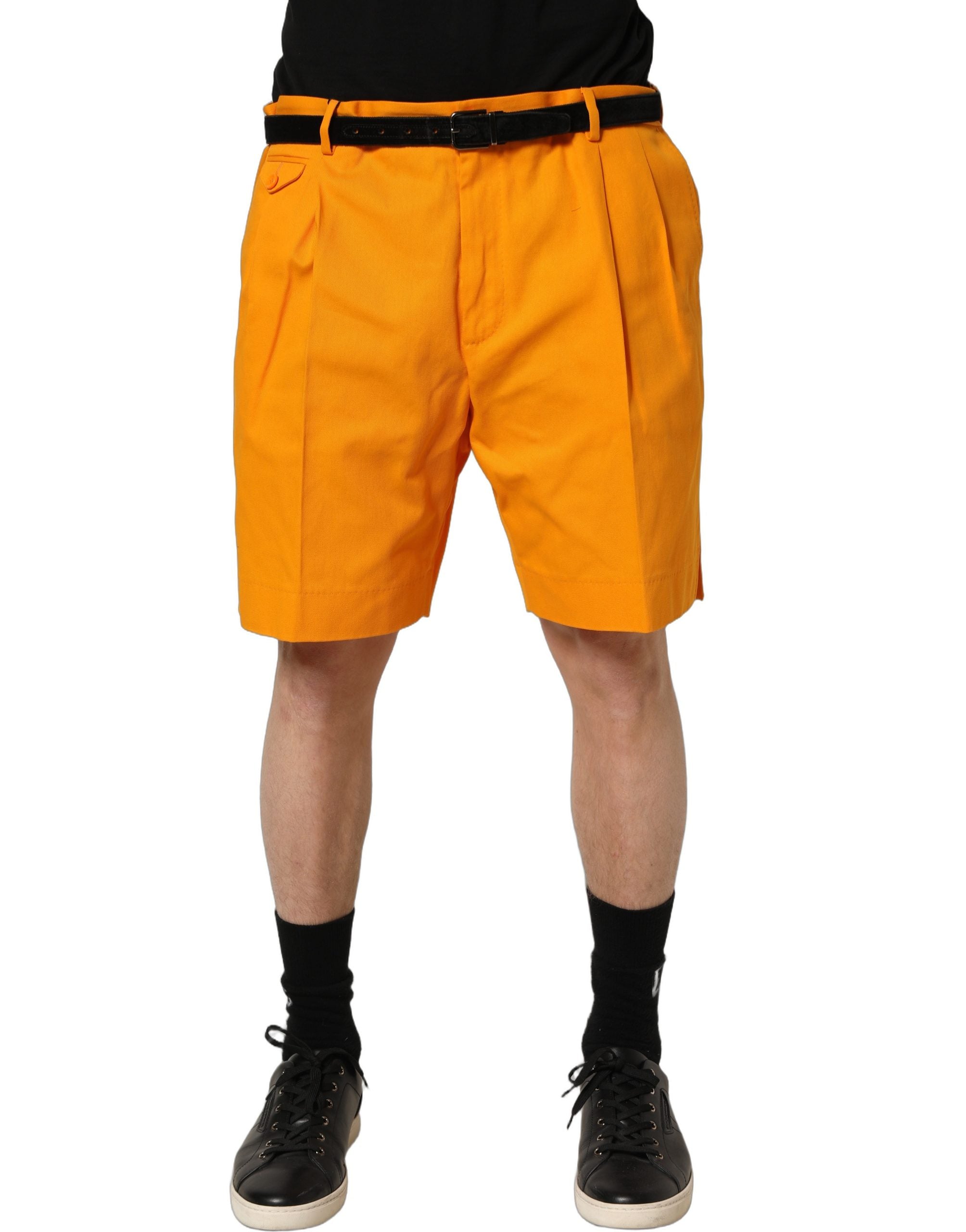Dolce & Gabbana Orange Cotton Pleated Chino Bermuda Men's Shorts (Pre-Owned)
