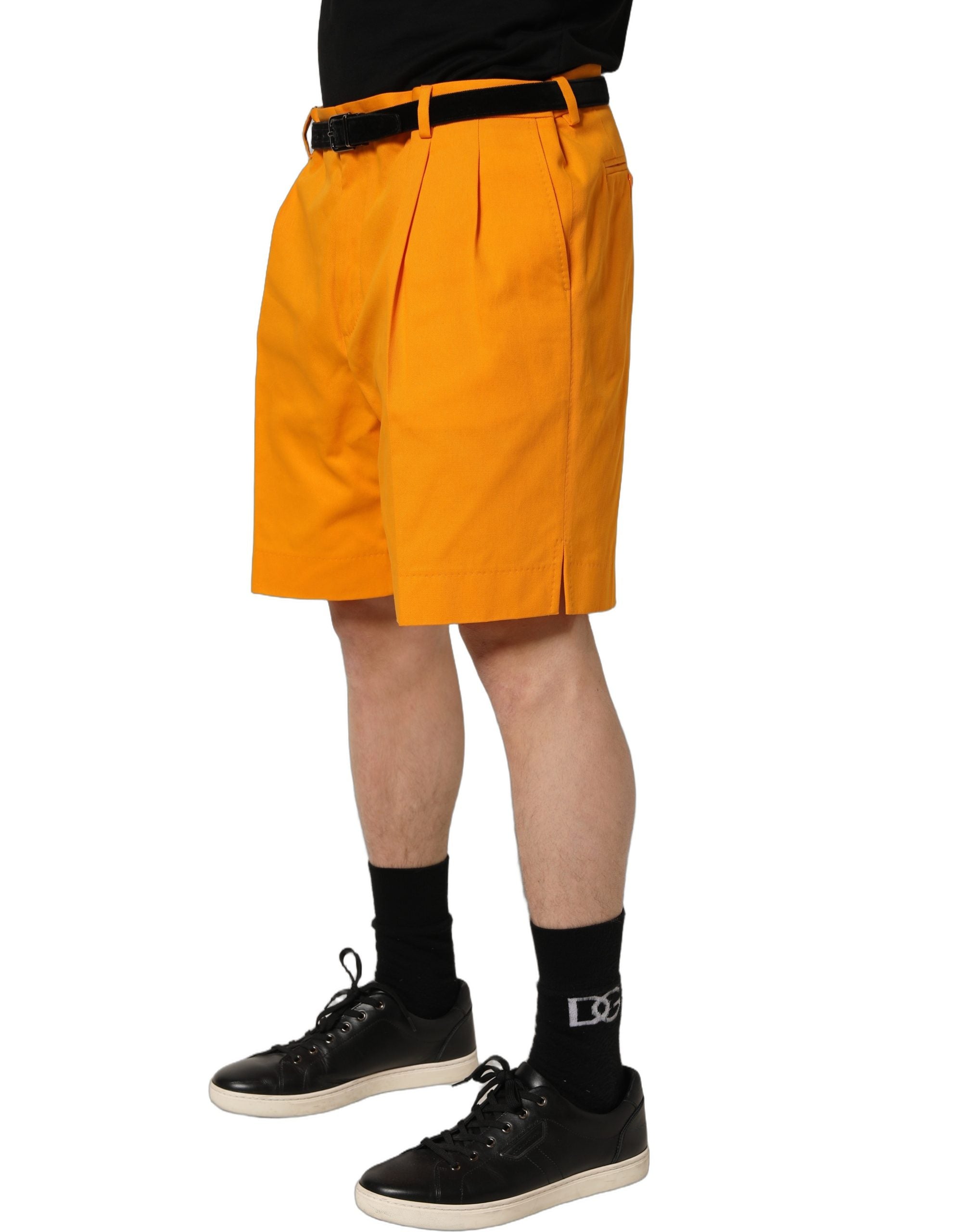 Dolce & Gabbana Orange Cotton Pleated Chino Bermuda Men's Shorts (Pre-Owned)