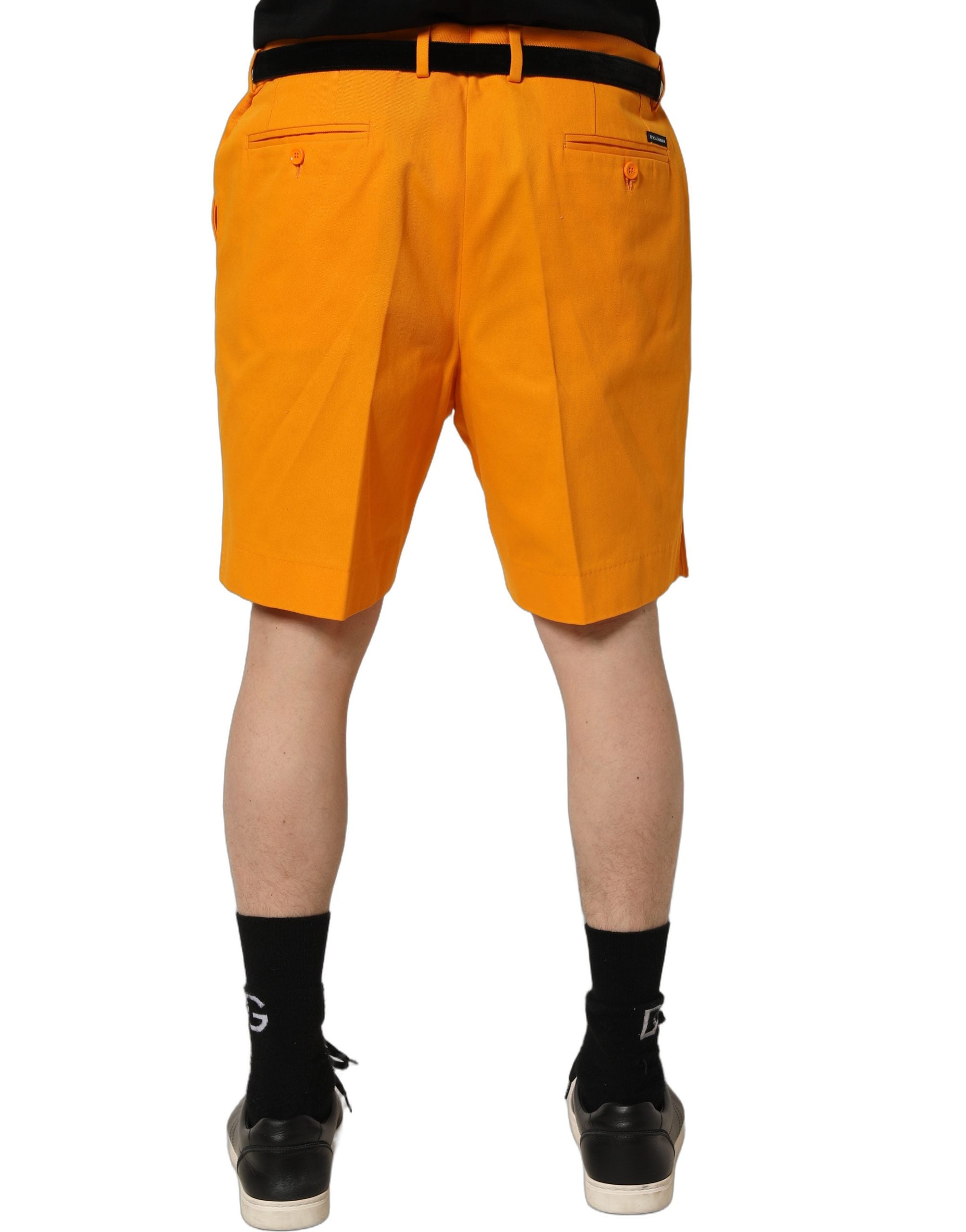 Dolce & Gabbana Orange Cotton Pleated Chino Bermuda Men's Shorts (Pre-Owned)