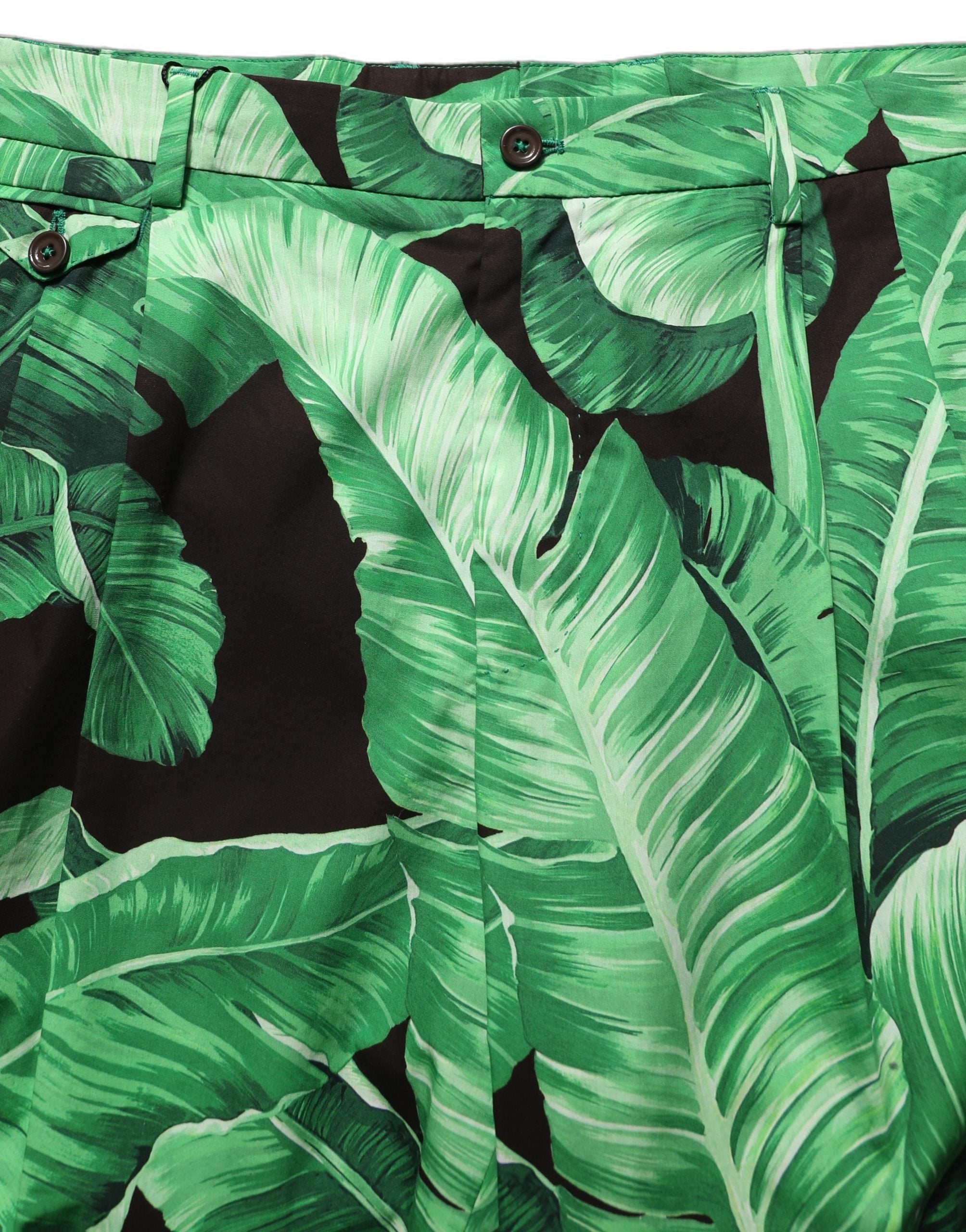 Dolce & Gabbana Black Green Banana Leaf Men Bermuda Men's Shorts
