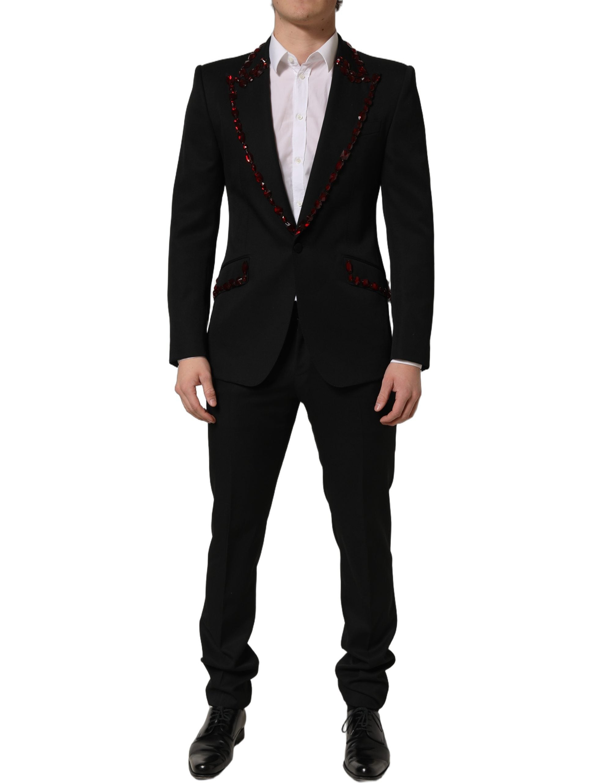 Dolce & Gabbana Black Wool Crystal Embellished 2 Piece Men's Suit (Pre-Owned)
