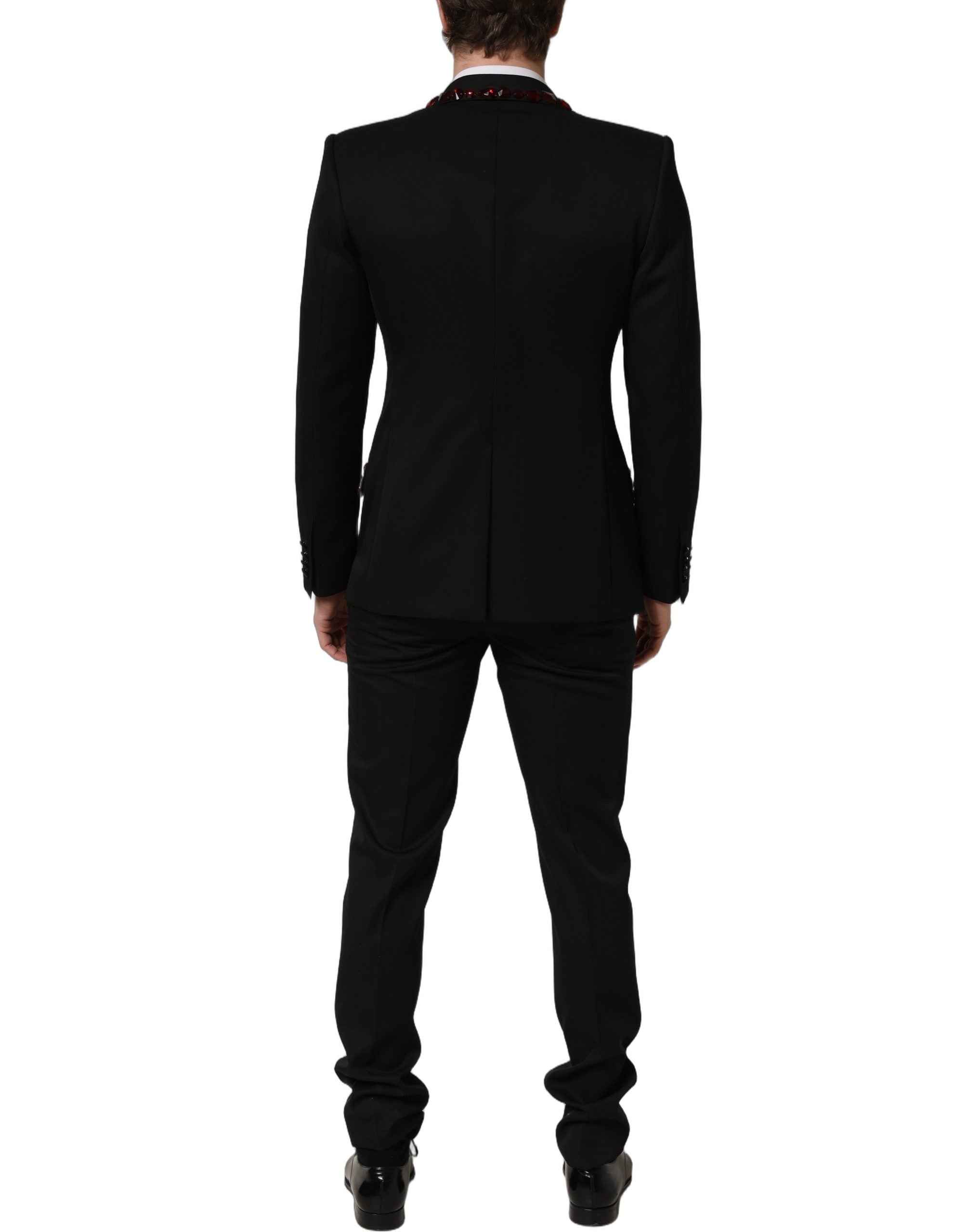 Dolce & Gabbana Black Wool Crystal Embellished 2 Piece Men's Suit (Pre-Owned)