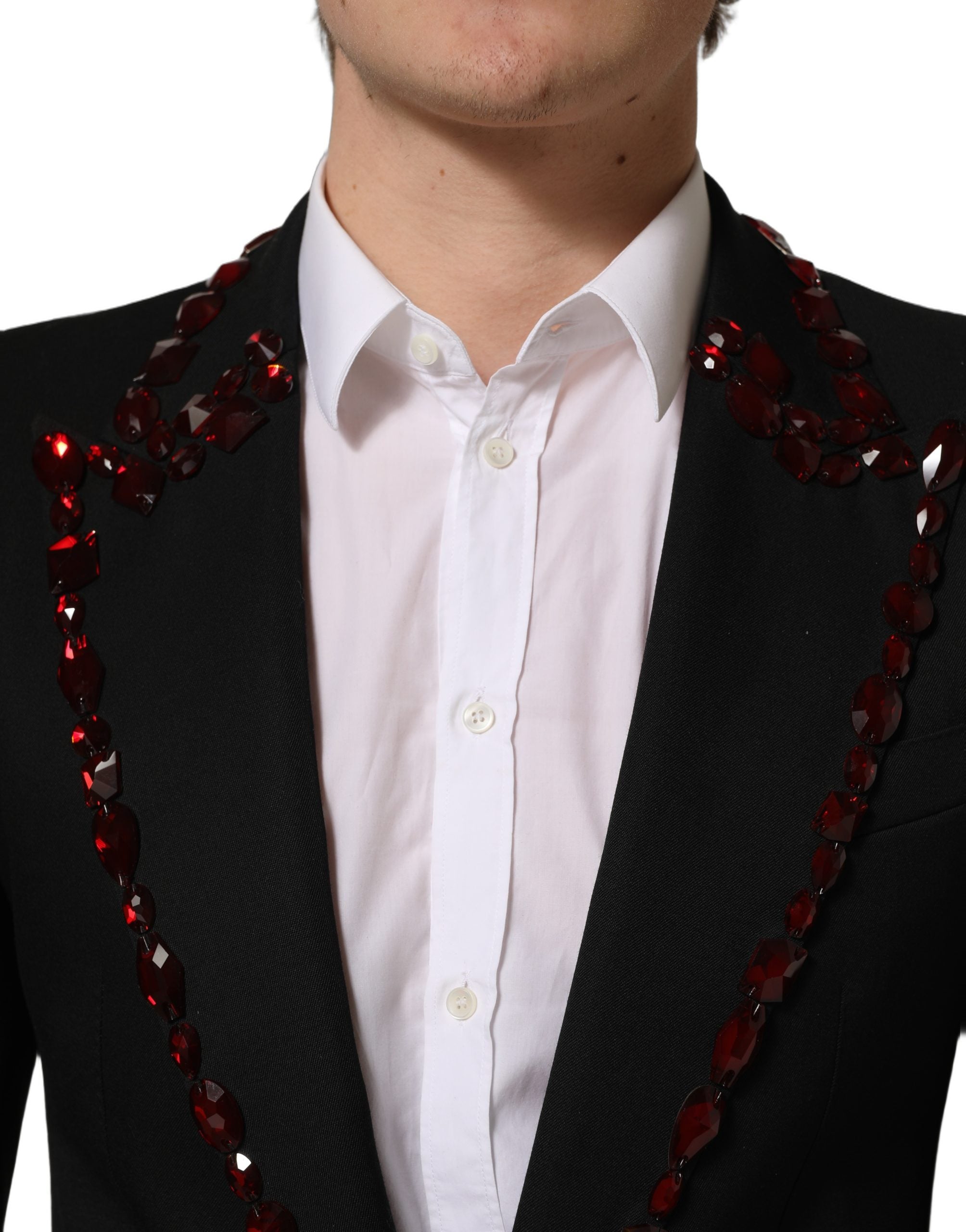 Dolce & Gabbana Black Wool Crystal Embellished 2 Piece Men's Suit (Pre-Owned)