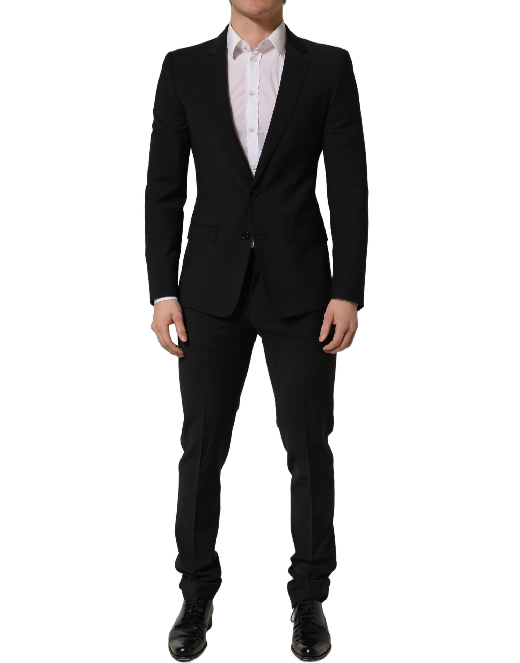 Dolce & Gabbana Black Wool Slim Fit Formal 2 Piece Men Men's Suit