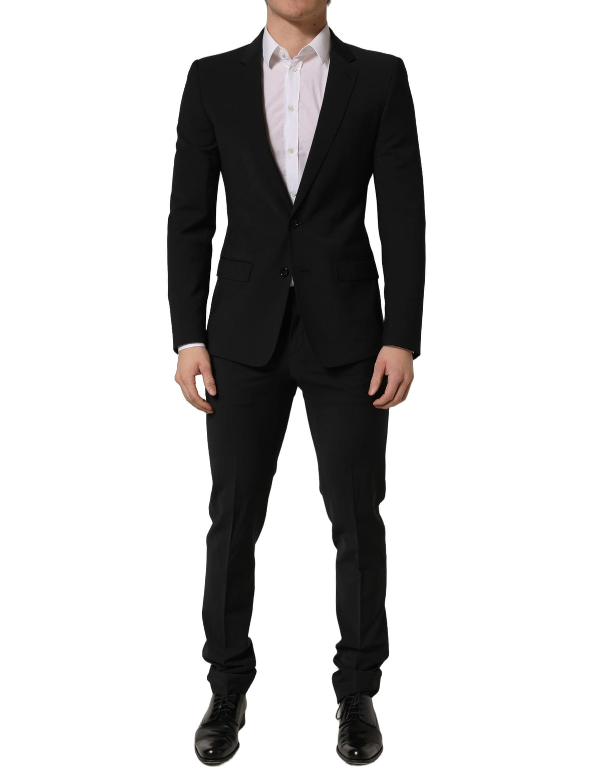 Dolce & Gabbana Black Wool Slim Fit Formal 2 Piece Men Men's Suit