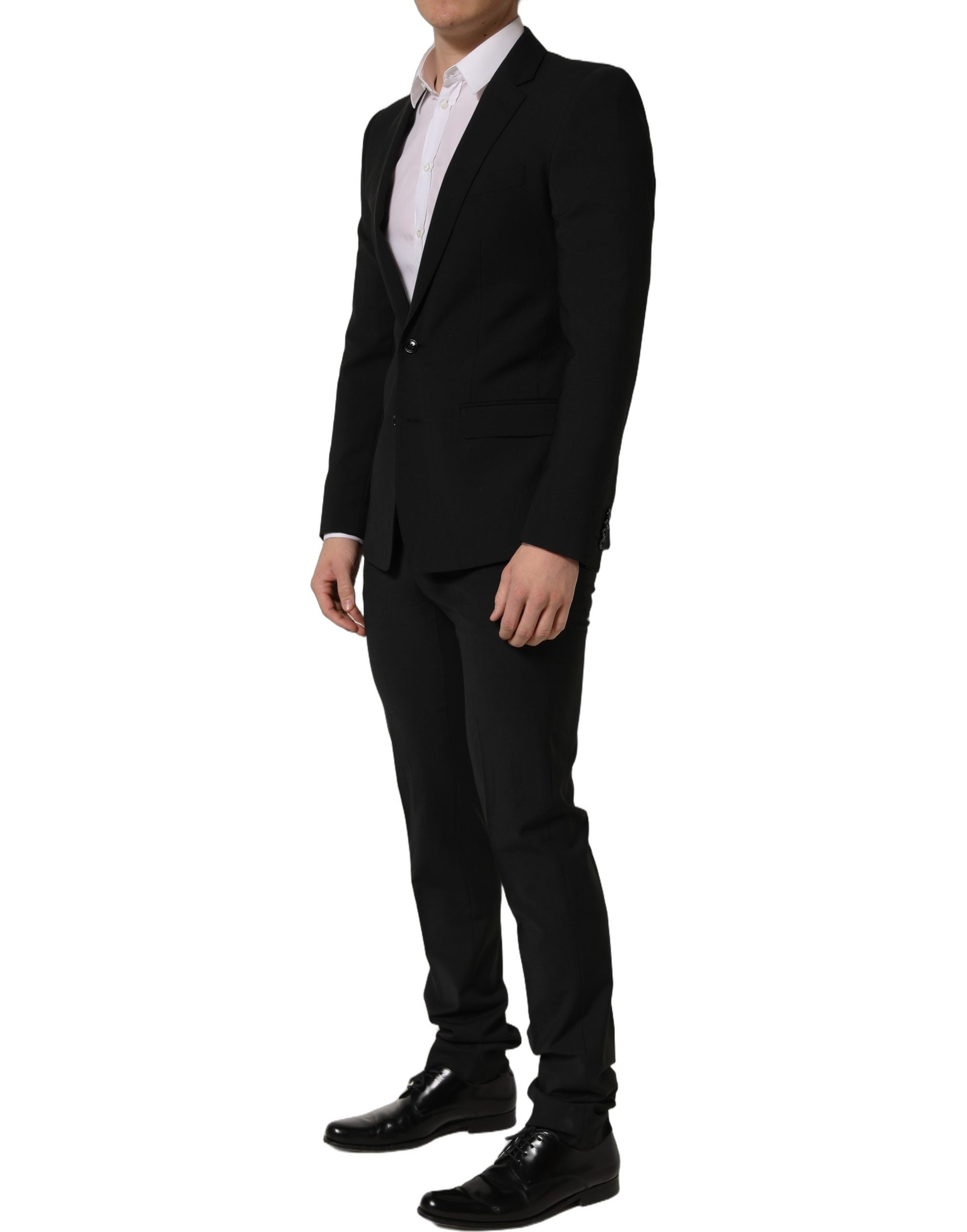 Dolce & Gabbana Black Wool Slim Fit Formal 2 Piece Men Men's Suit