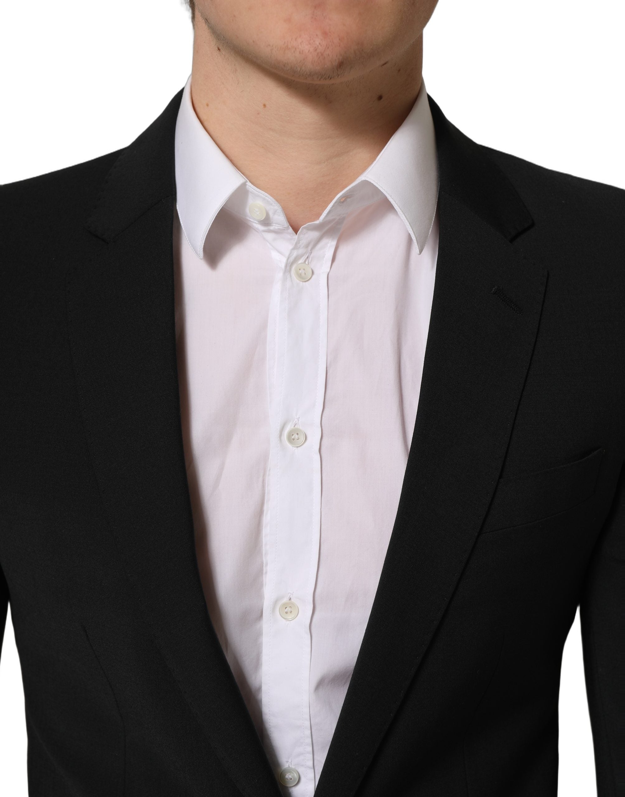 Dolce & Gabbana Black Wool Slim Fit Formal 2 Piece Men Men's Suit