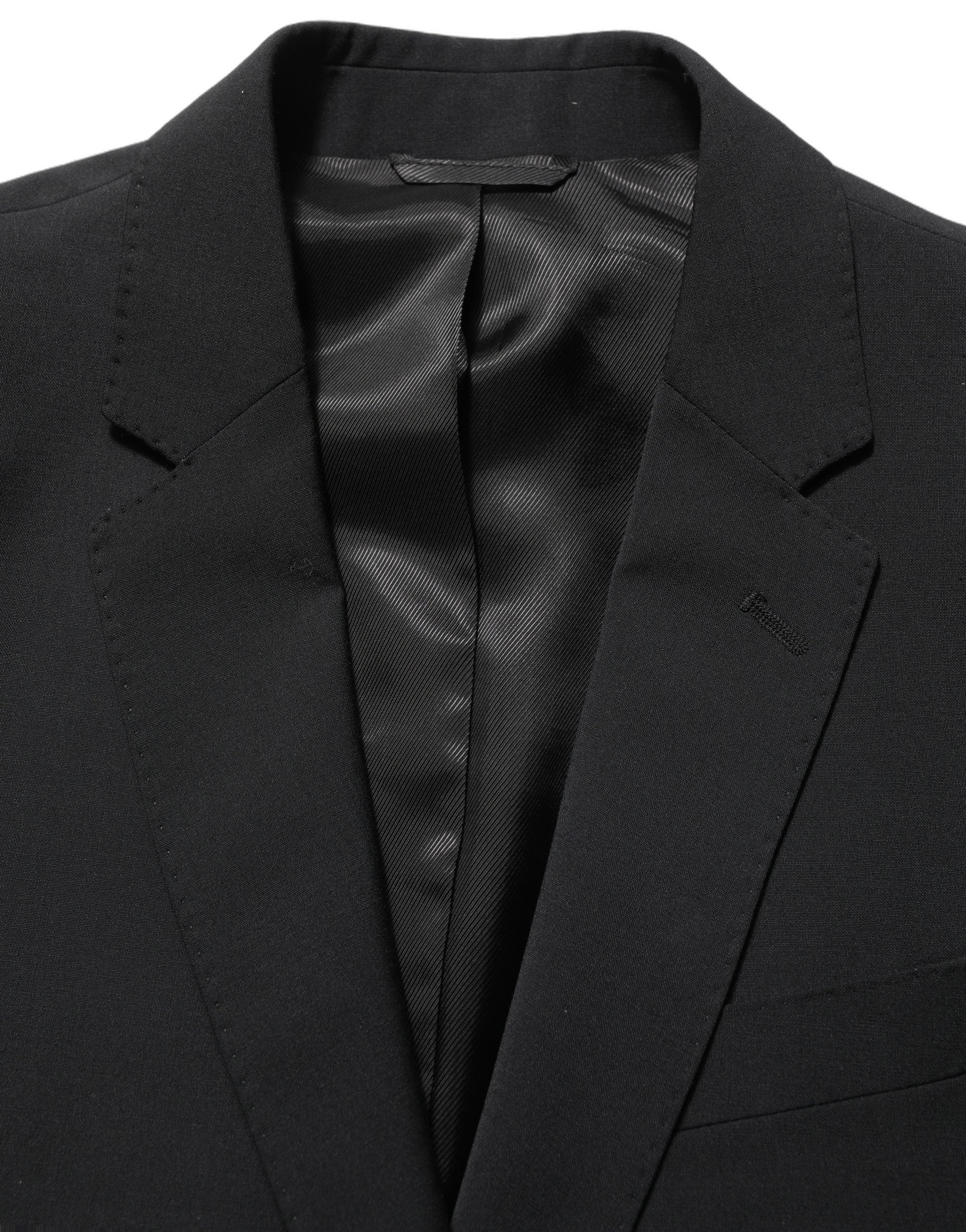 Dolce & Gabbana Black Wool Slim Fit Formal 2 Piece Men Men's Suit