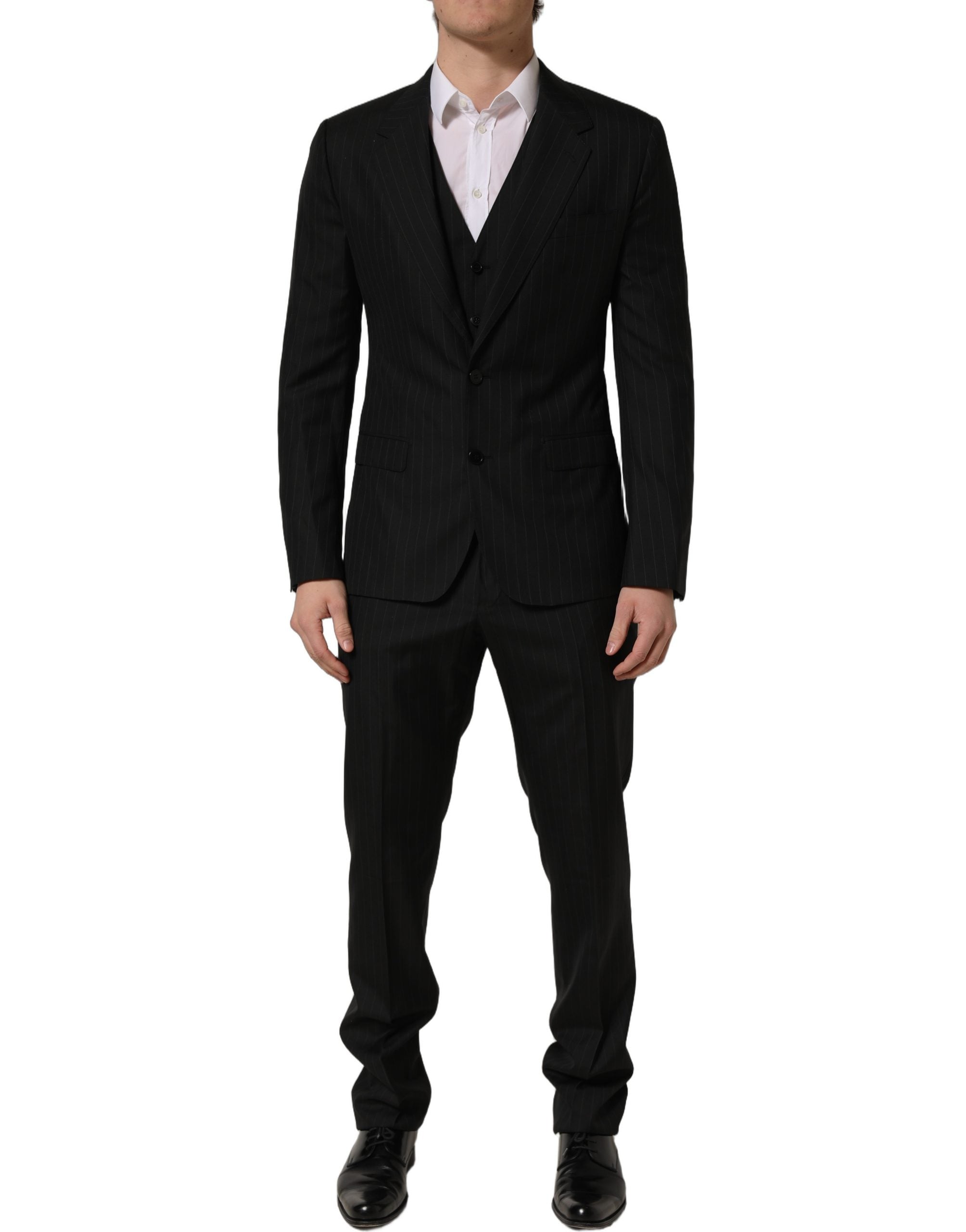 Dolce & Gabbana Dark Gray Stripes Slim Fit Formal 3 Piece Men's Suit