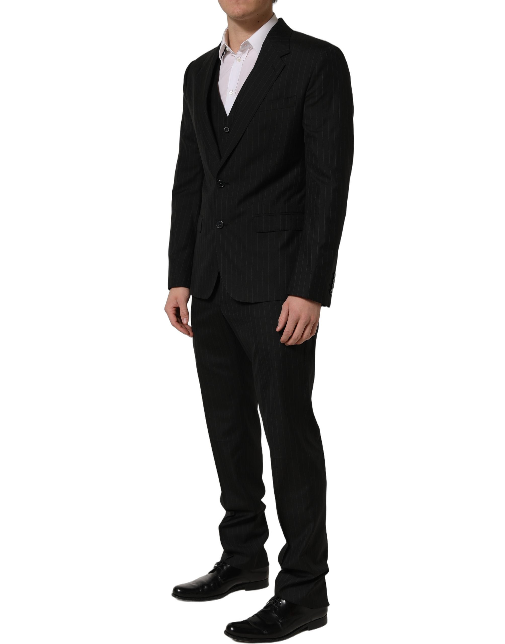 Dolce & Gabbana Dark Gray Stripes Slim Fit Formal 3 Piece Men's Suit