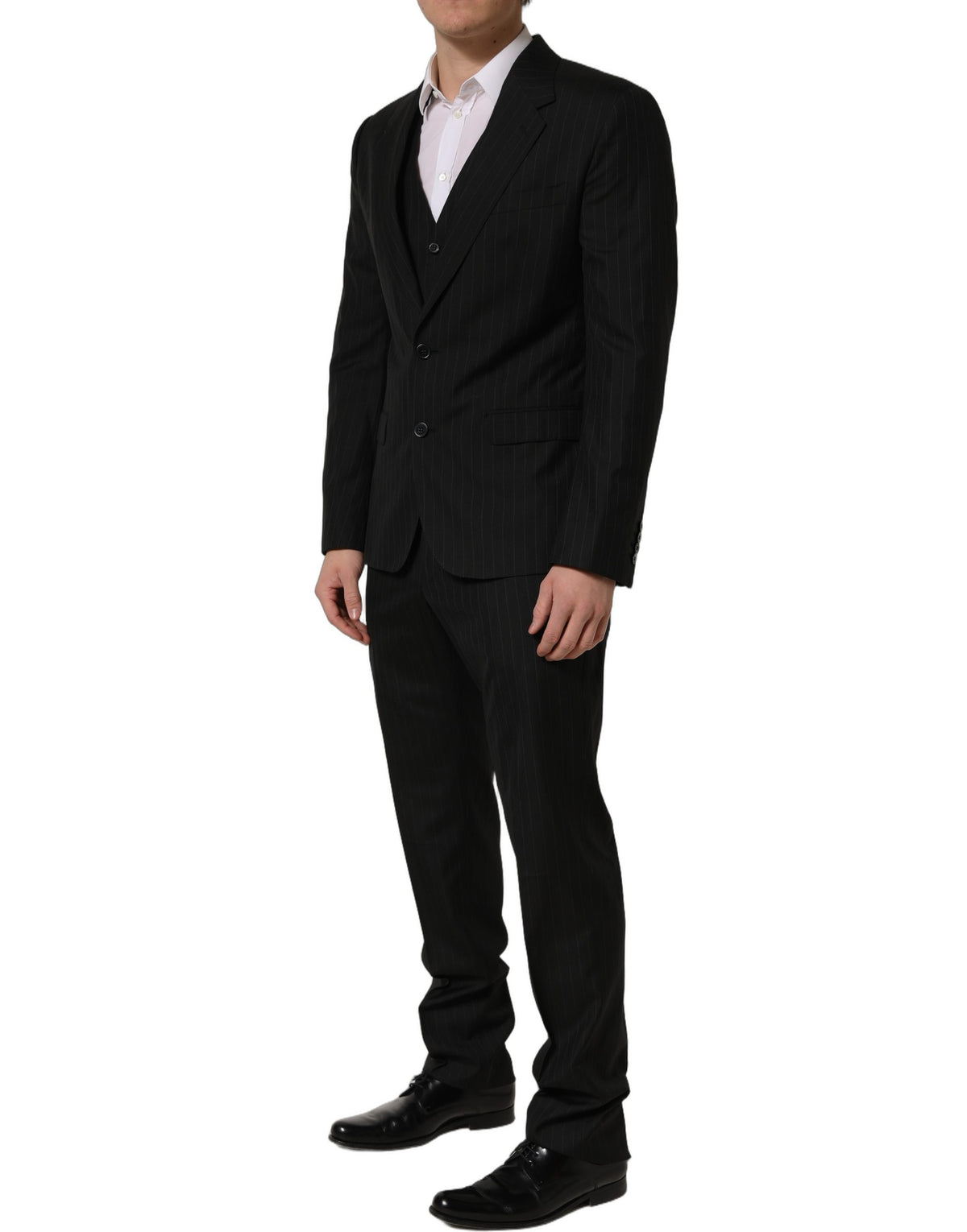 Dolce & Gabbana Dark Gray Stripes Slim Fit Formal 3 Piece Men's Suit
