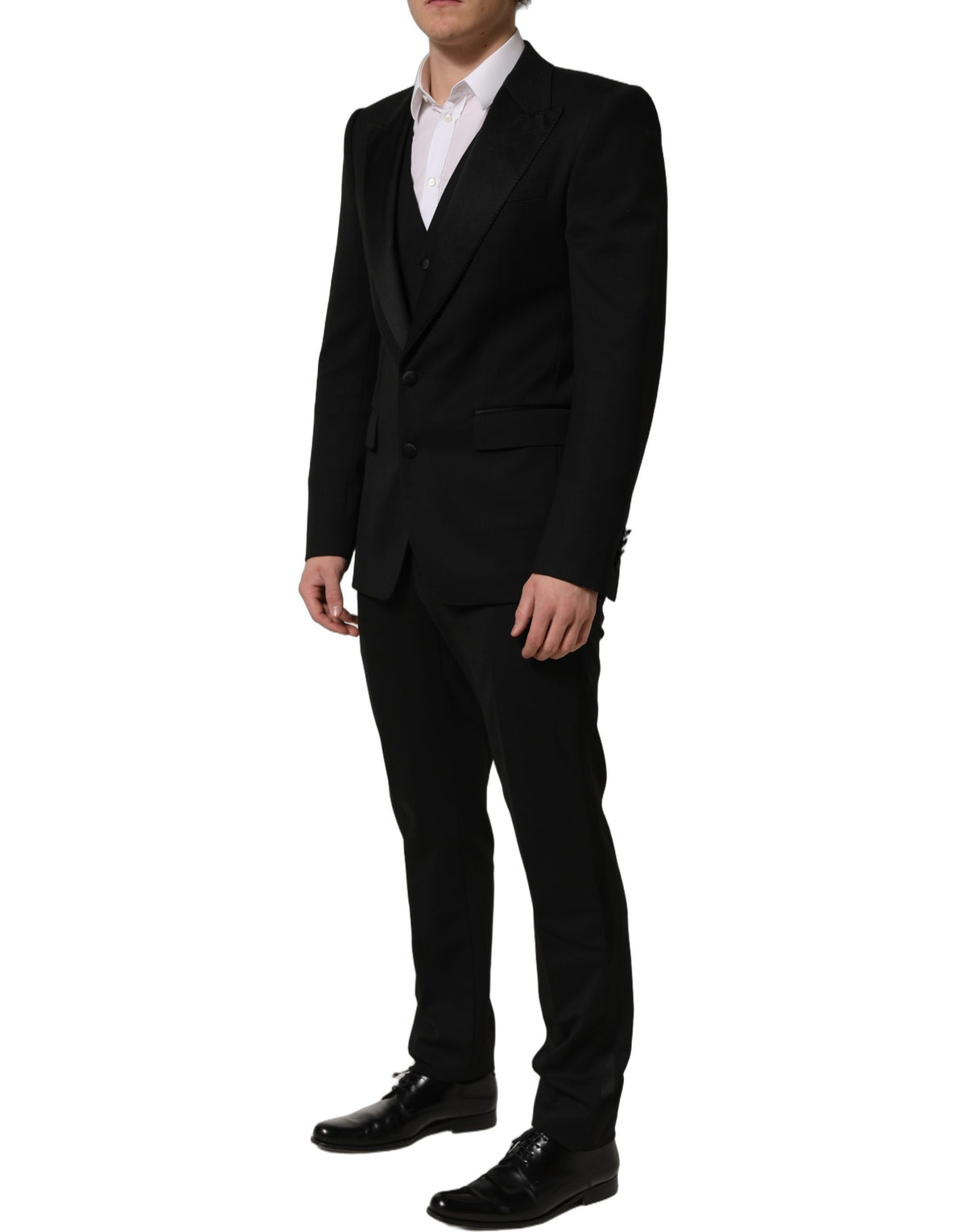 Dolce & Gabbana Black Wool Slim Fit Formal 3 Piece Men Men's Suit (Pre-Owned)