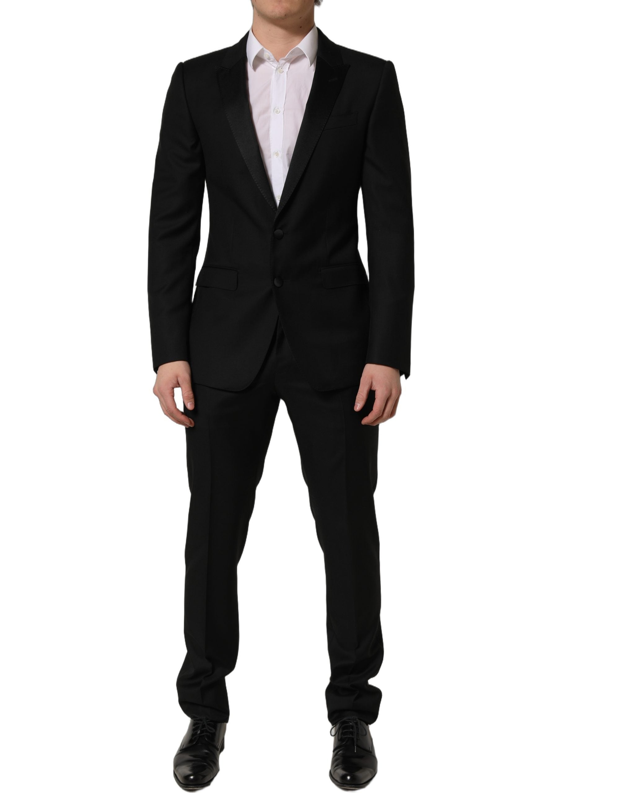 Dolce & Gabbana Black Wool Slim Fit Formal 2 Piece Men Men's Suit (Pre-Owned)