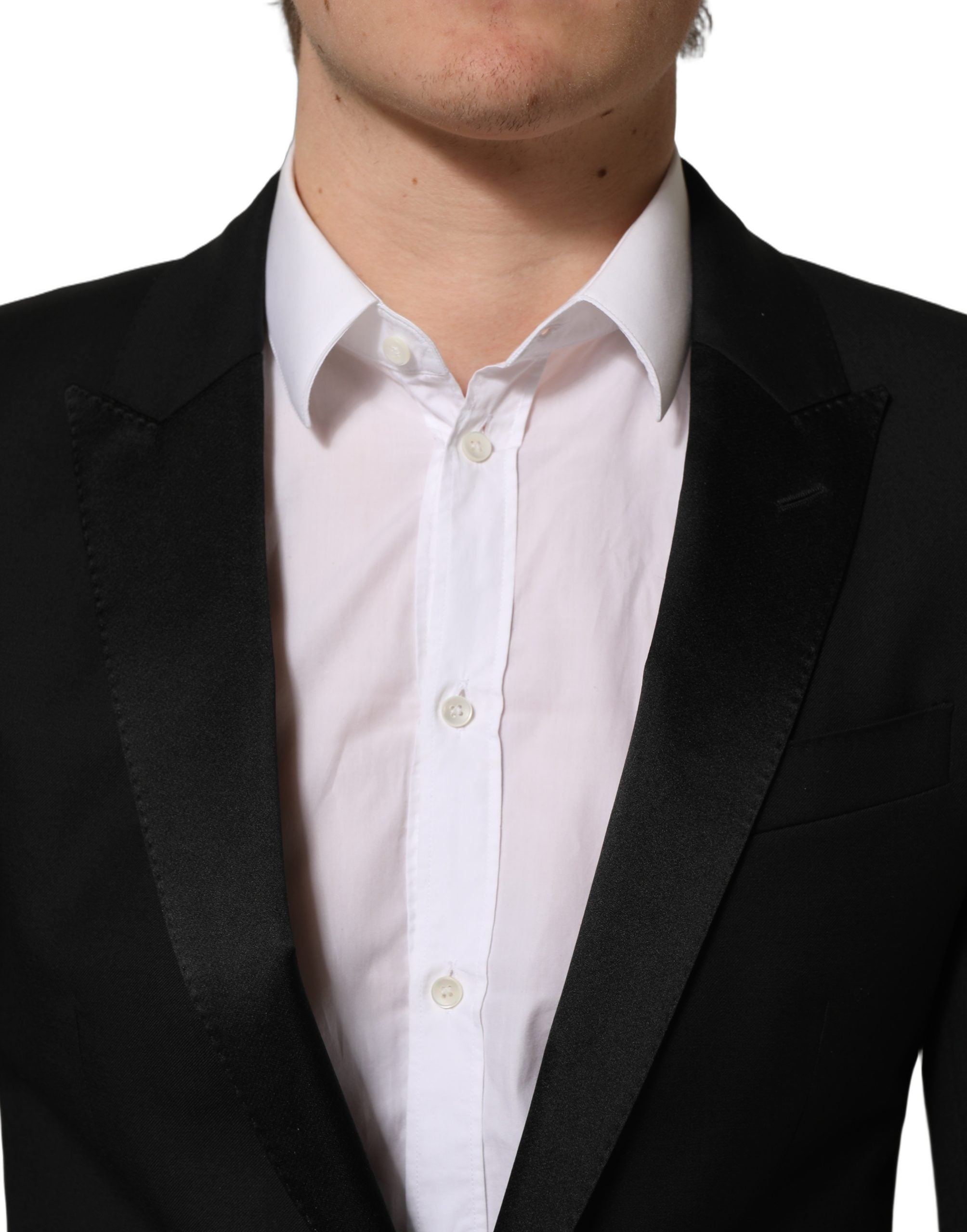 Dolce & Gabbana Black Wool Slim Fit Formal 2 Piece Men Men's Suit (Pre-Owned)