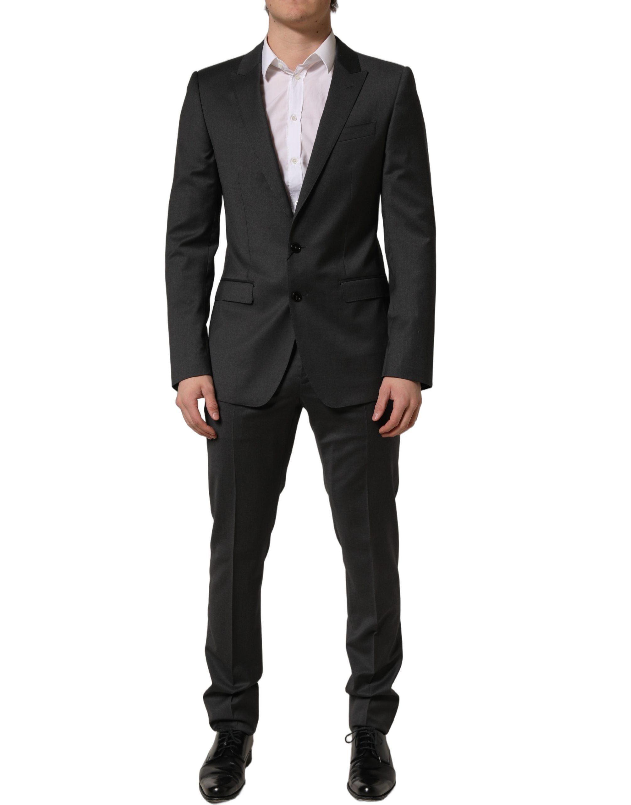 Dolce & Gabbana Gray Wool Slim Fit Formal 2 Piece Men Men's Suit (Pre-Owned)