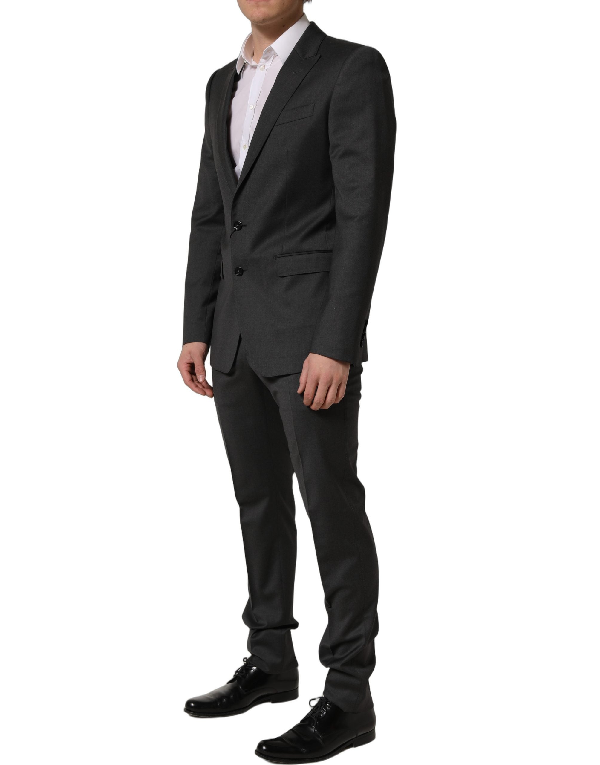 Dolce & Gabbana Gray Wool Slim Fit Formal 2 Piece Men Men's Suit (Pre-Owned)